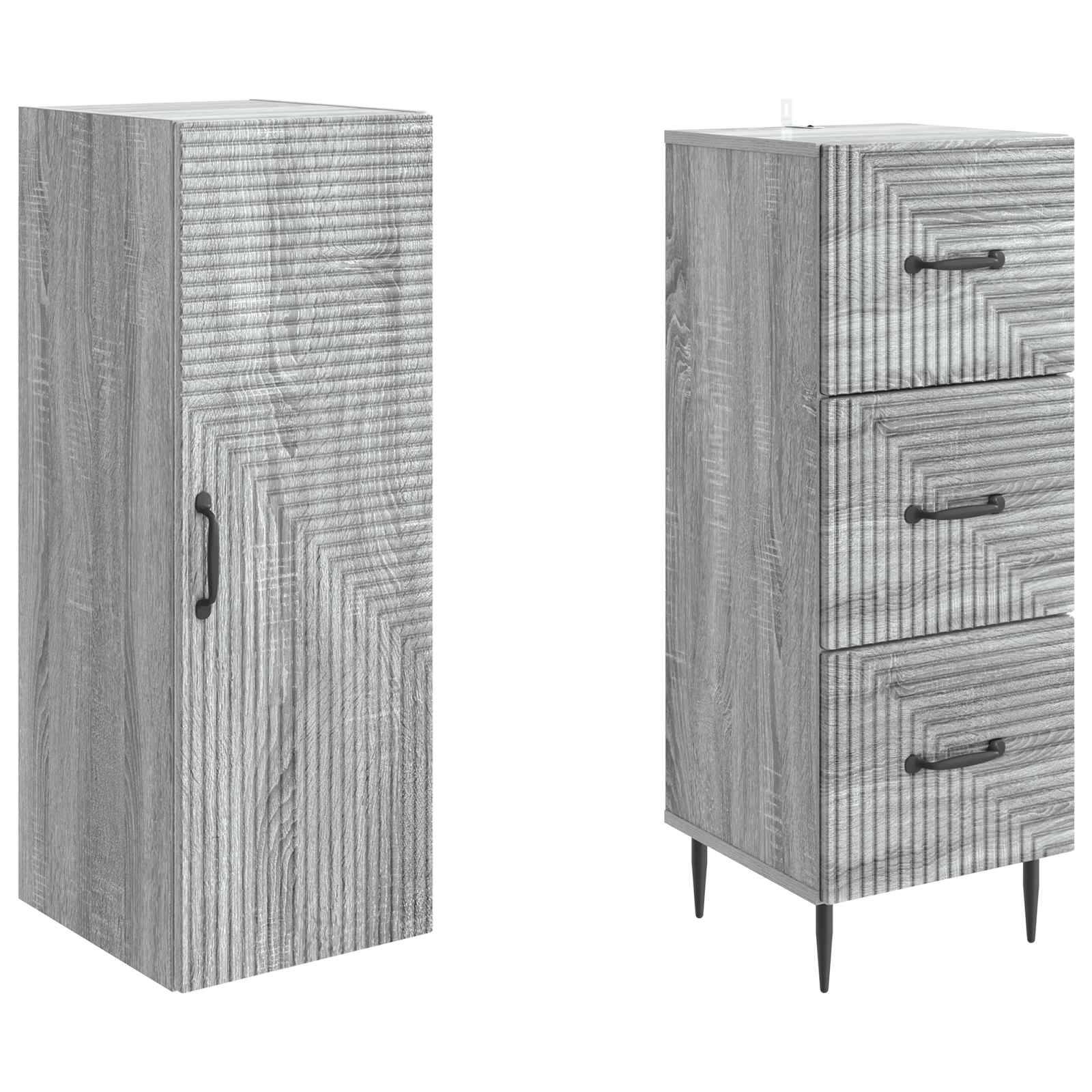 vidaXL Schrankset 2 pcs Grau Sonoma 33 x 34,5 x 90 cm Holzwerkstoff