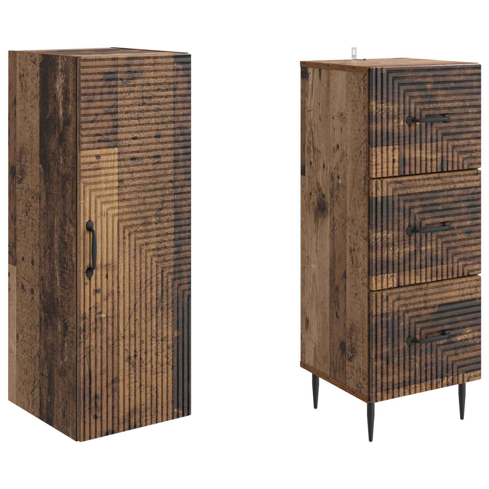 vidaXL Schrankset 2 pcs Altholz 33 x 34,5 x 90 cm Holzwerkstoff