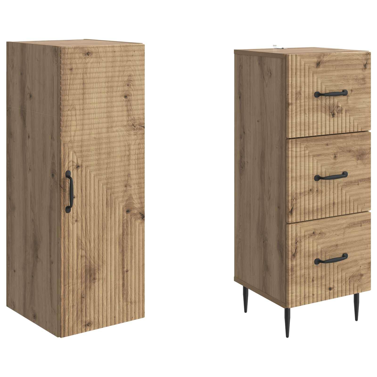 vidaXL Schrankset 2 pcs Artisan-Eiche 33 x 34,5 x 90 cm Holzwerkstoff