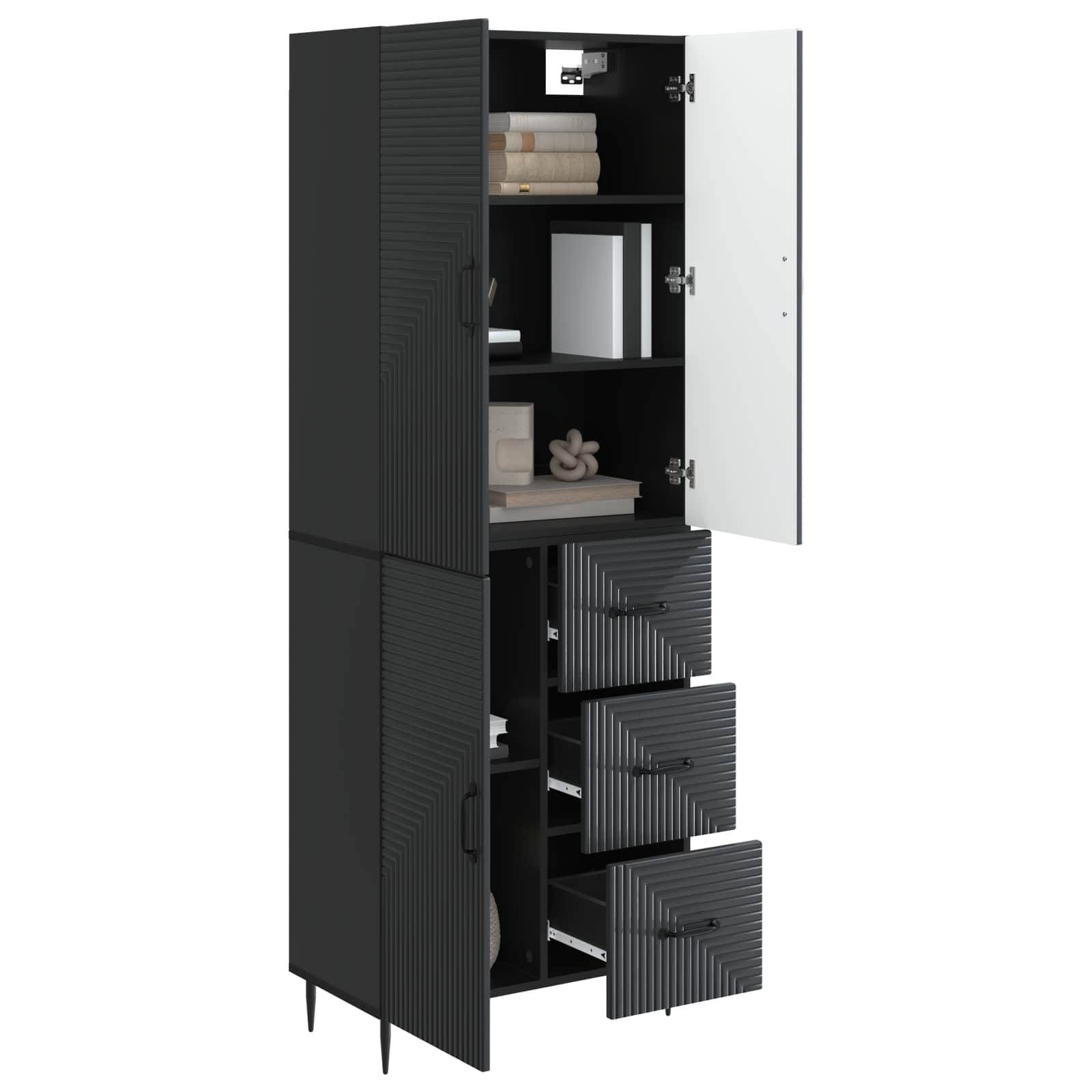 vidaXL Schrankset 2 pcs Schwarz 66 x 34,5 x 89,5 cm Holzwerkstoff