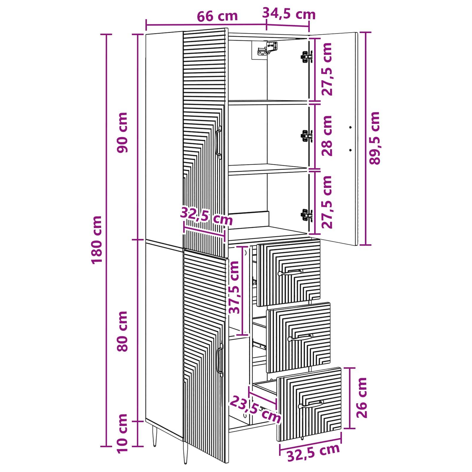 vidaXL Schrankset 2 pcs Schwarz 66 x 34,5 x 89,5 cm Holzwerkstoff