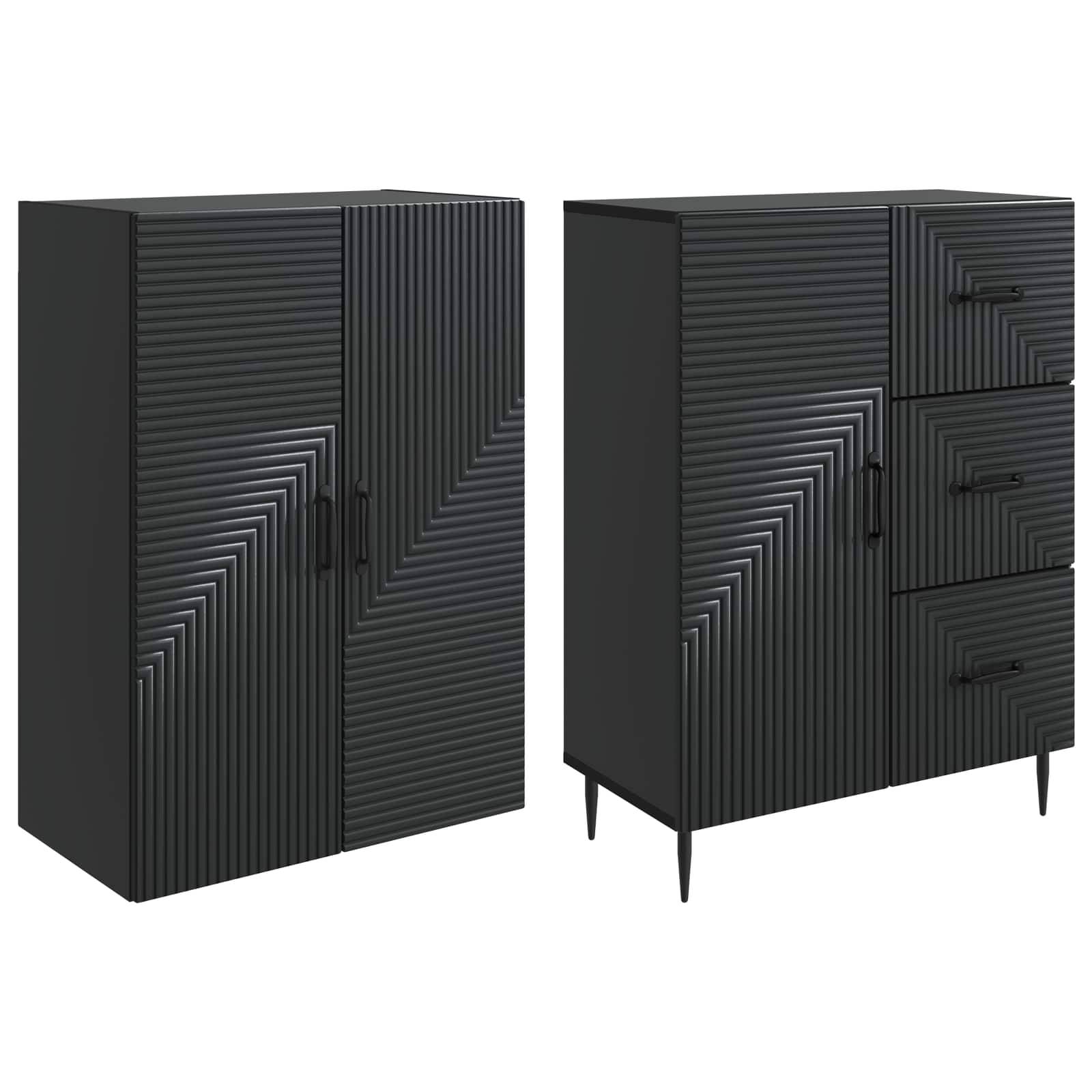 vidaXL Schrankset 2 pcs Schwarz 66 x 34,5 x 89,5 cm Holzwerkstoff