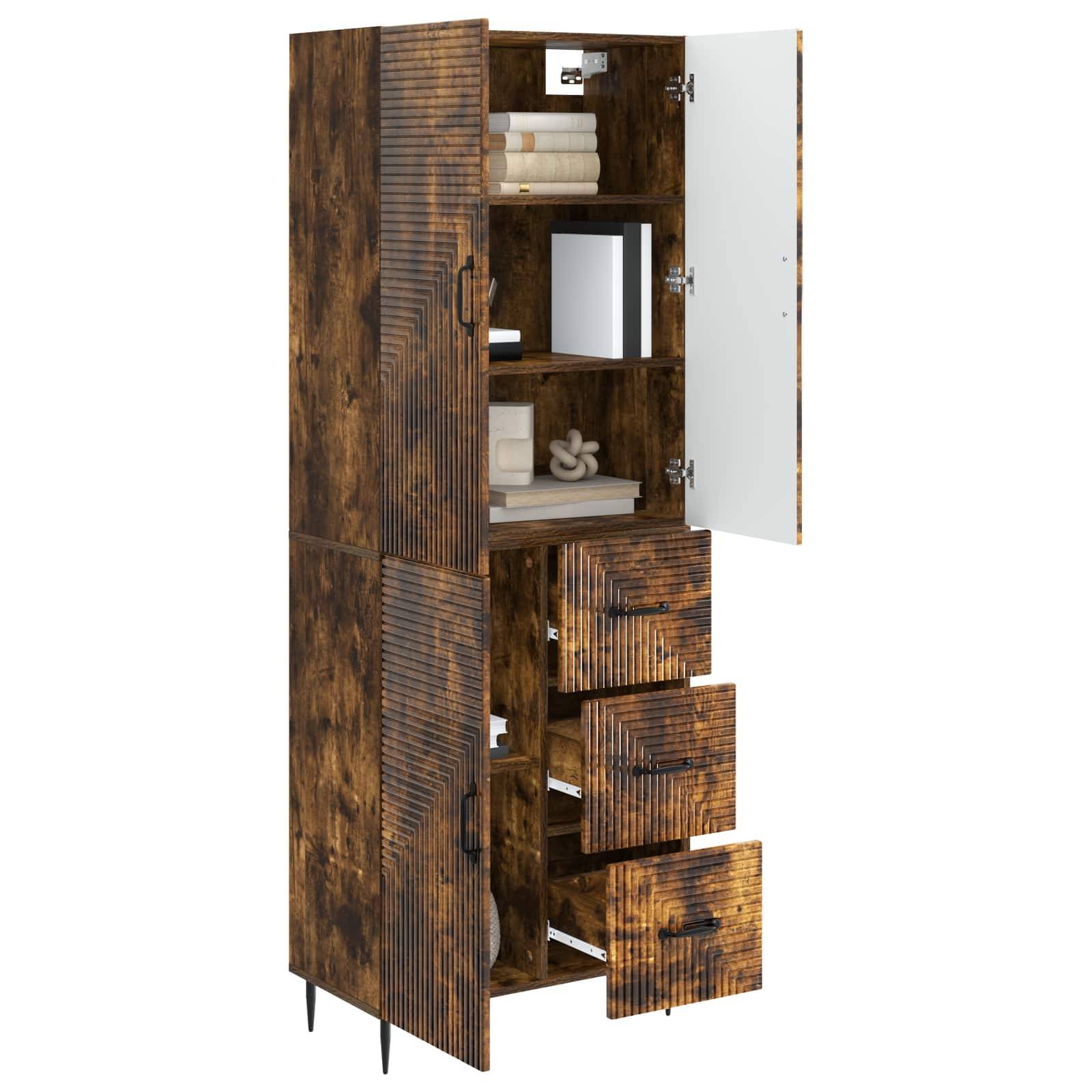 vidaXL Schrankset 2 pcs Geräucherte Eiche 66 x 34,5 x 89,5 cm