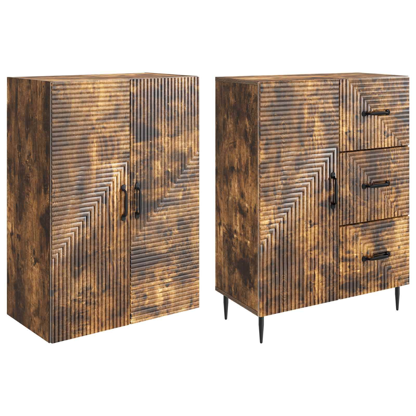 vidaXL Schrankset 2 pcs Geräucherte Eiche 66 x 34,5 x 89,5 cm