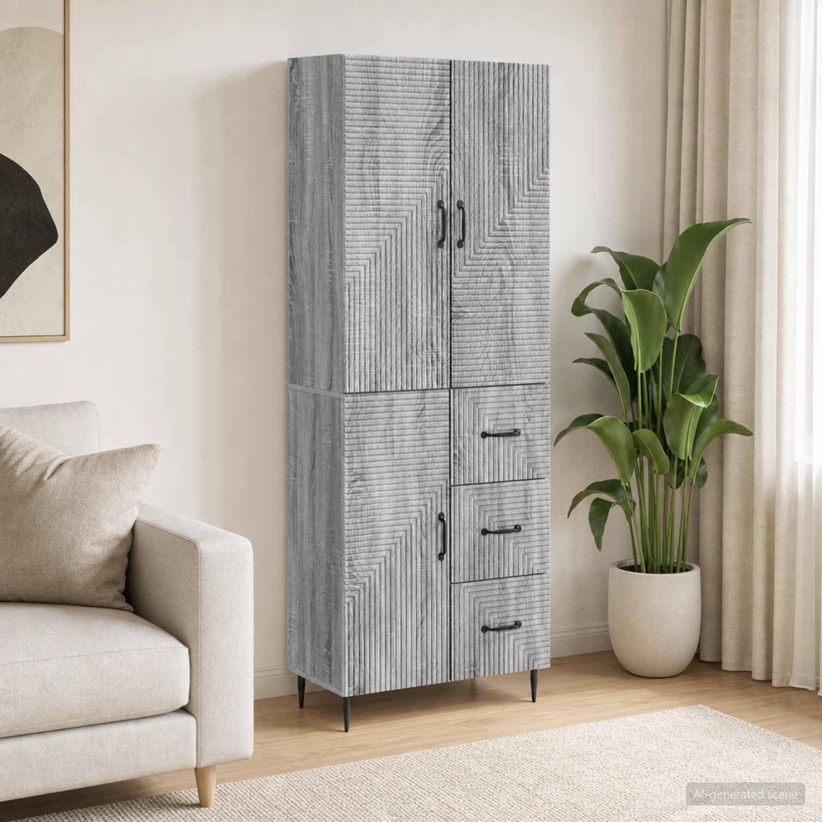 vidaXL Schrankset 2 pcs Grau Sonoma 66 x 34,5 x 89,5 cm Holzwerkstoff