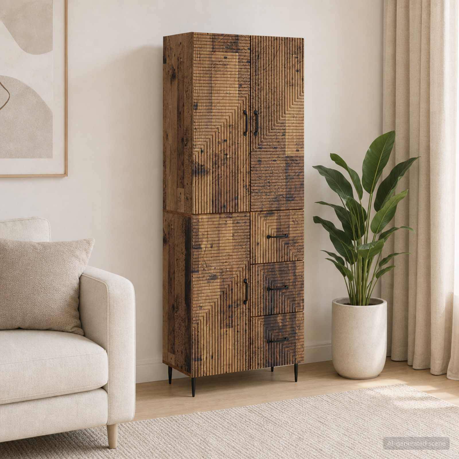 vidaXL Schrankset 2 pcs Altholz 66 x 34,5 x 89,5 cm Holzwerkstoff