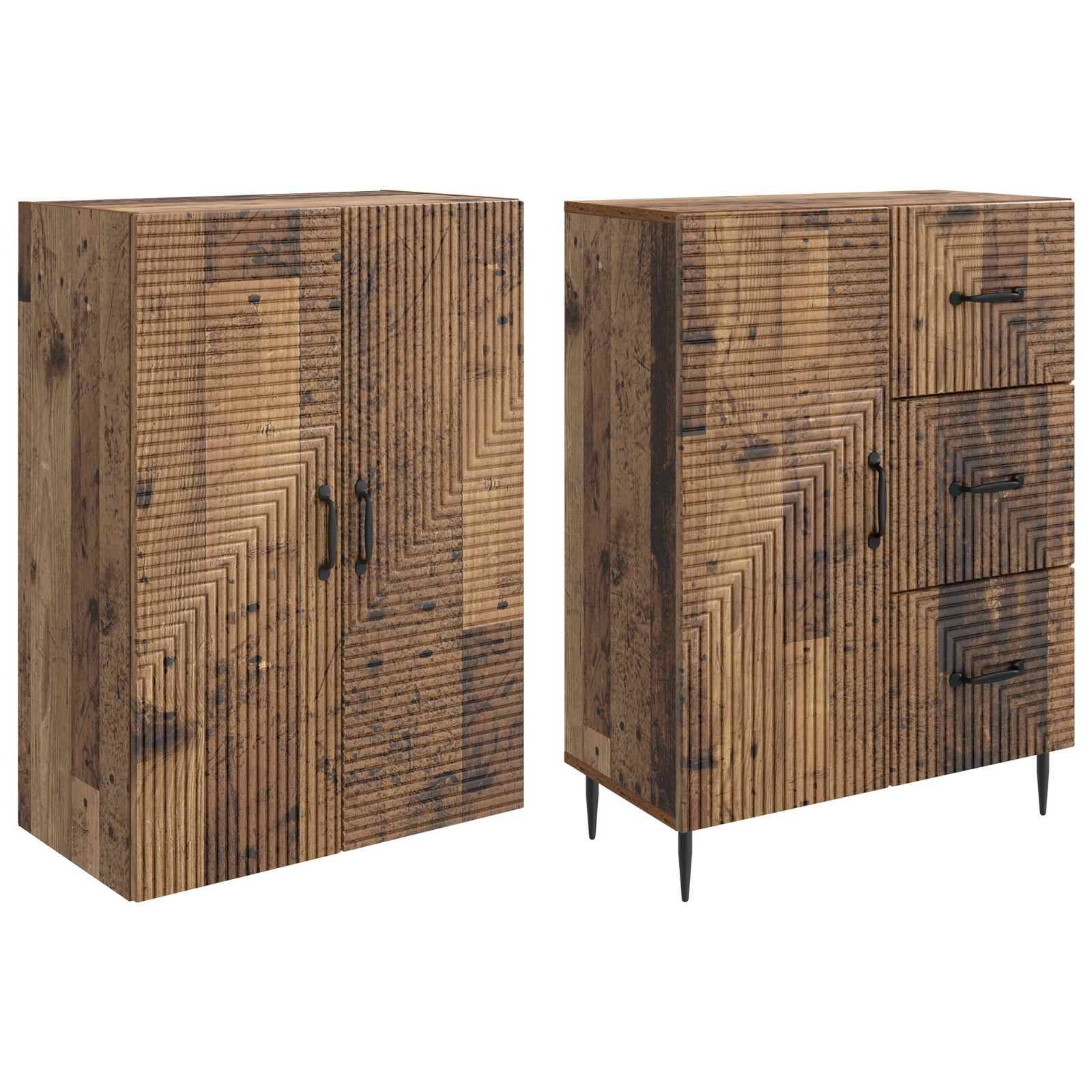vidaXL Schrankset 2 pcs Altholz 66 x 34,5 x 89,5 cm Holzwerkstoff