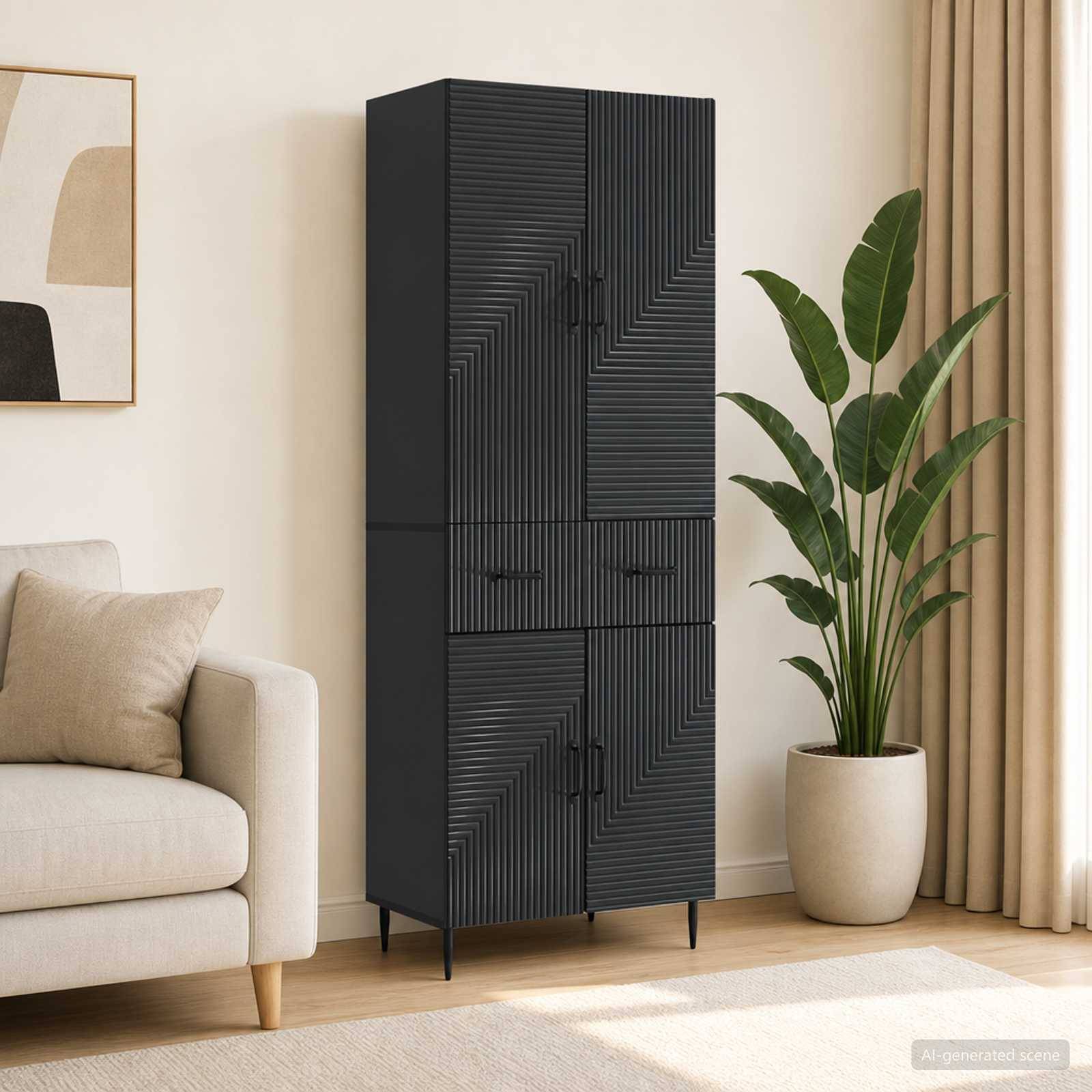 vidaXL Schrankset 2 pcs Schwarz 66 x 34,5 x 89,5 cm Holzwerkstoff