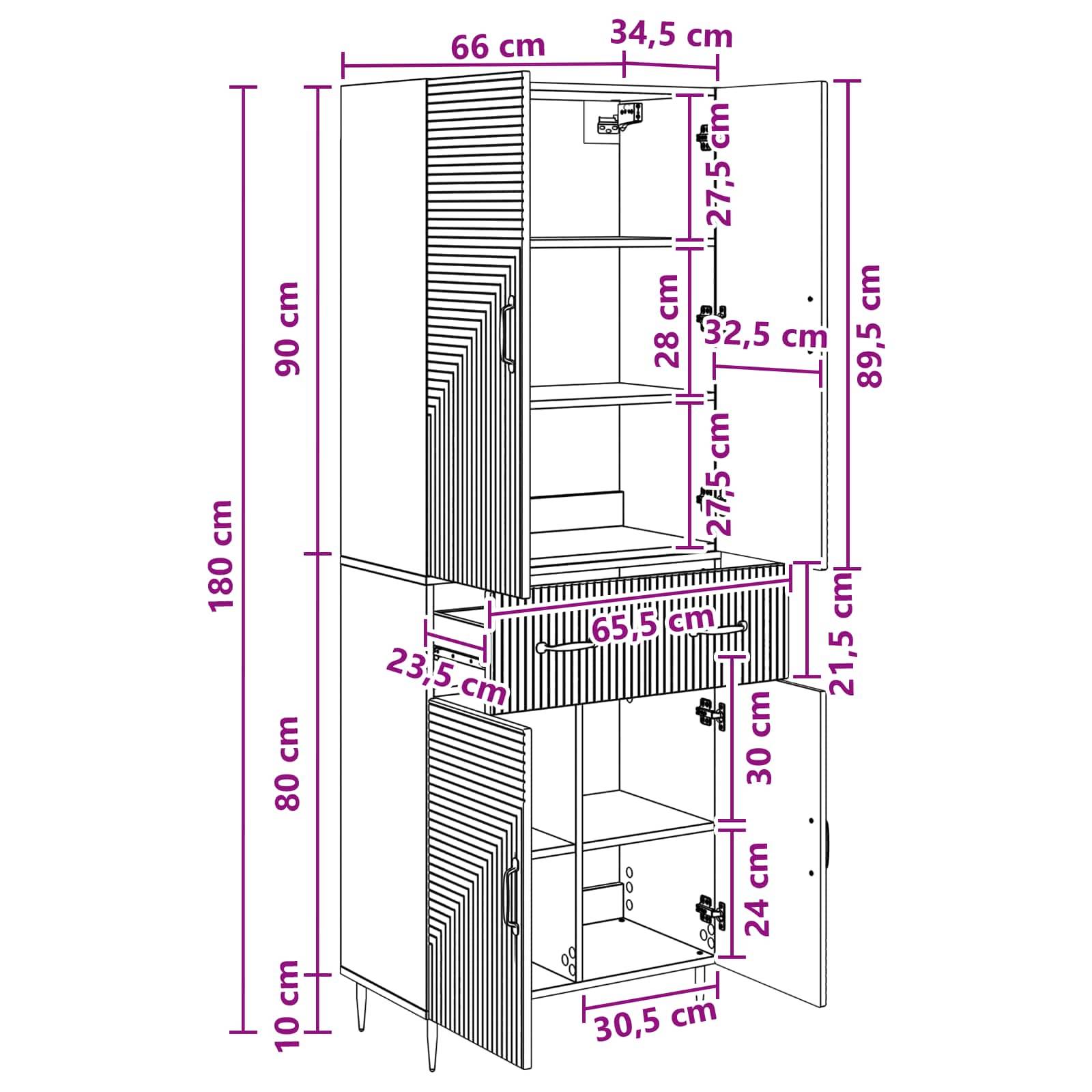 vidaXL Schrankset 2 pcs Geräucherte Eiche 66 x 34,5 x 89,5 cm