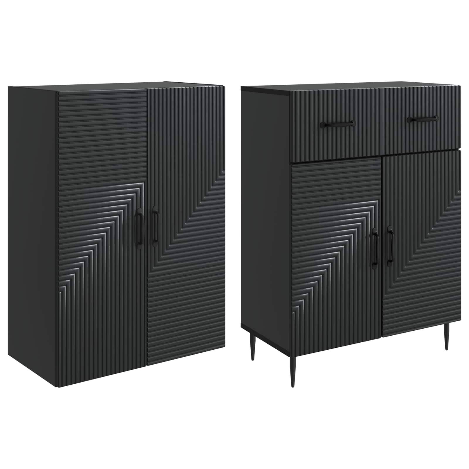 vidaXL Schrankset 2 pcs Schwarz 66 x 34,5 x 89,5 cm Holzwerkstoff