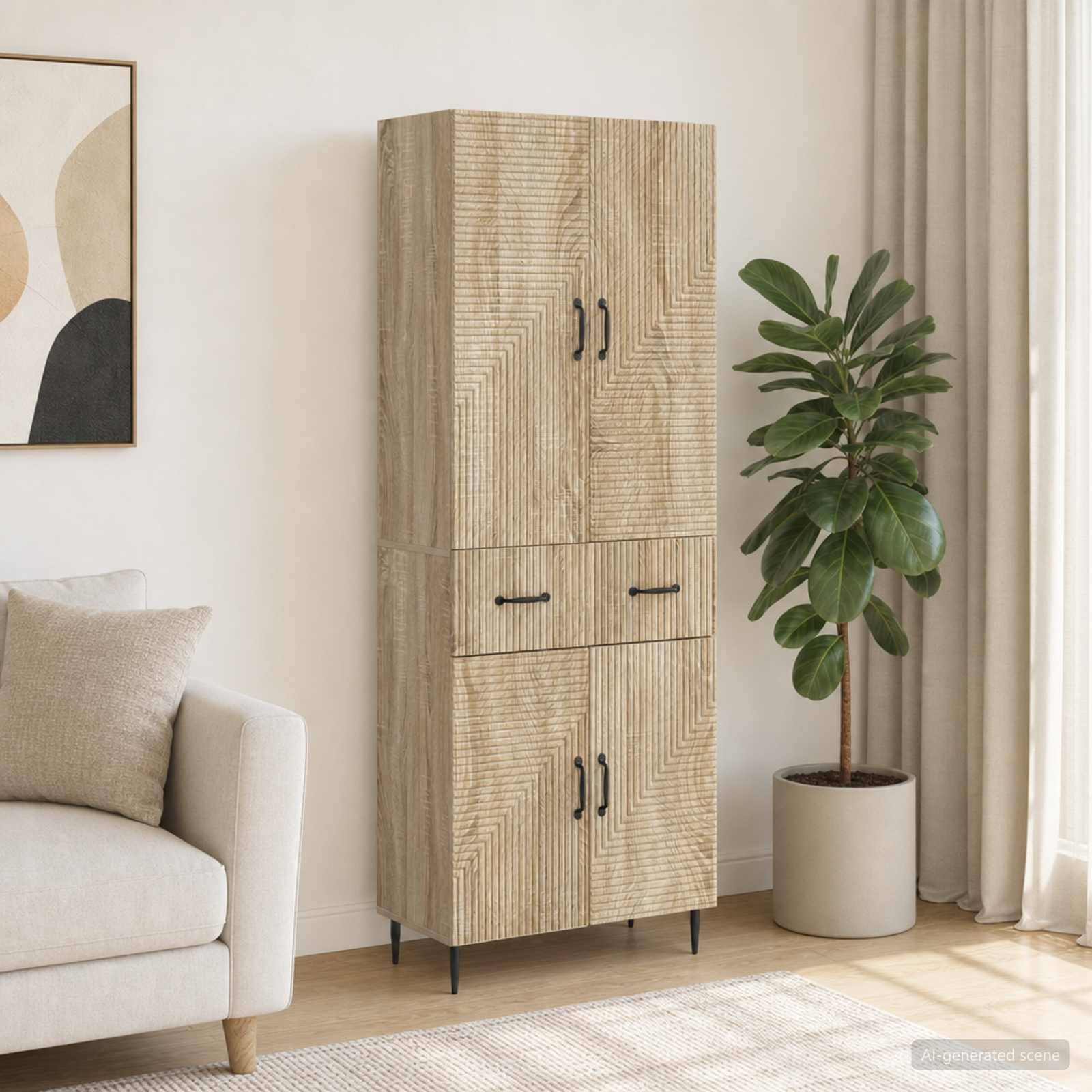 vidaXL Schrankset 2 pcs Sonoma-Eiche 66 x 34,5 x 89,5 cm Holzwerkstoff