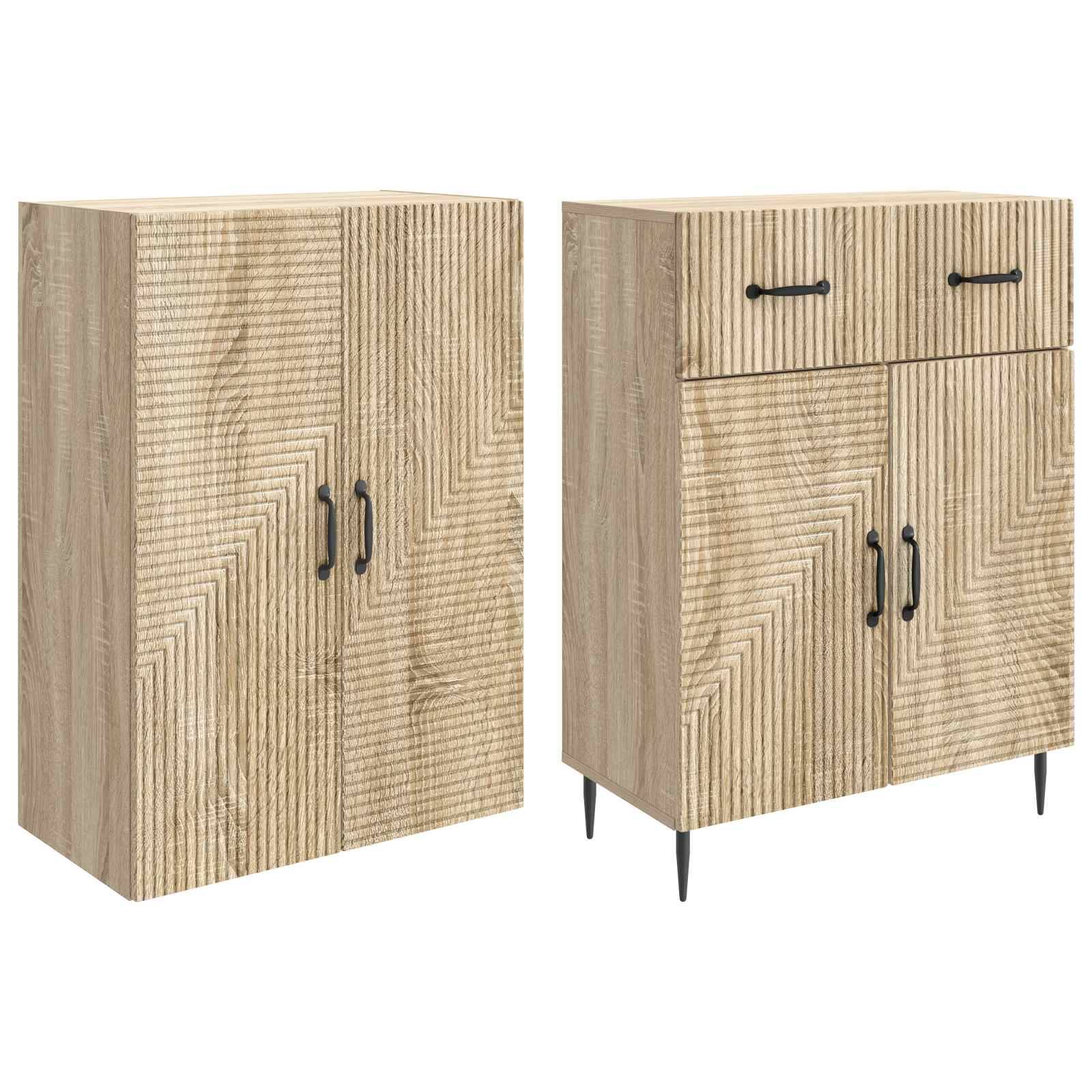 vidaXL Schrankset 2 pcs Sonoma-Eiche 66 x 34,5 x 89,5 cm Holzwerkstoff