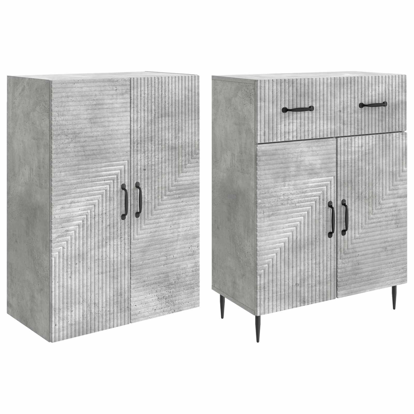vidaXL Schrankset 2 pcs Betongrau 66 x 34,5 x 89,5 cm Holzwerkstoff