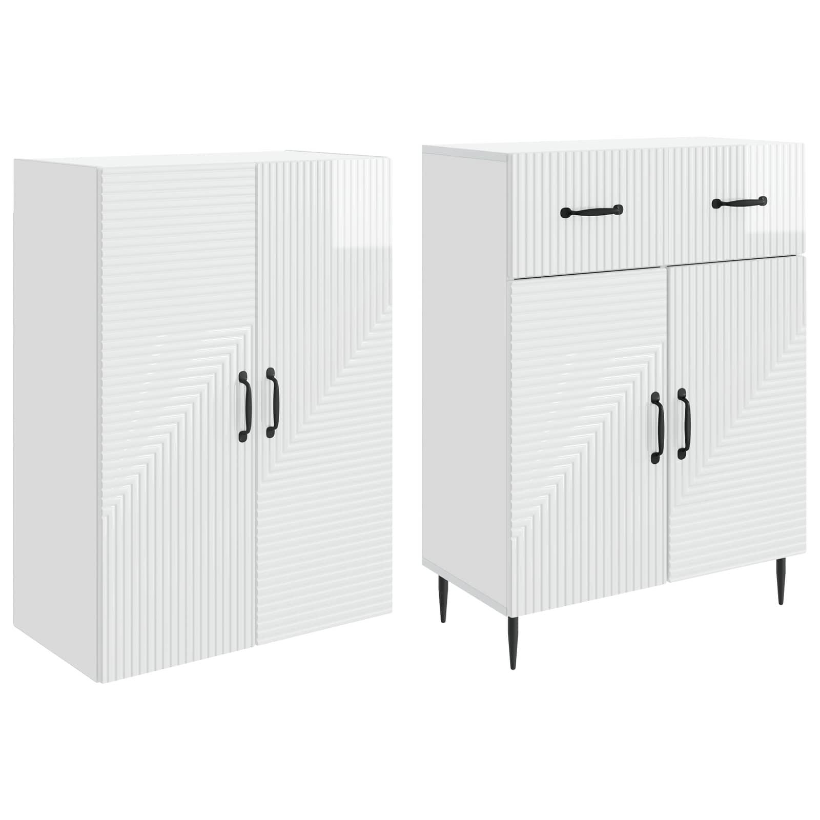 vidaXL Schrankset 2 pcs Hochglanz Weiß 66 x 34,5 x 89,5 cm