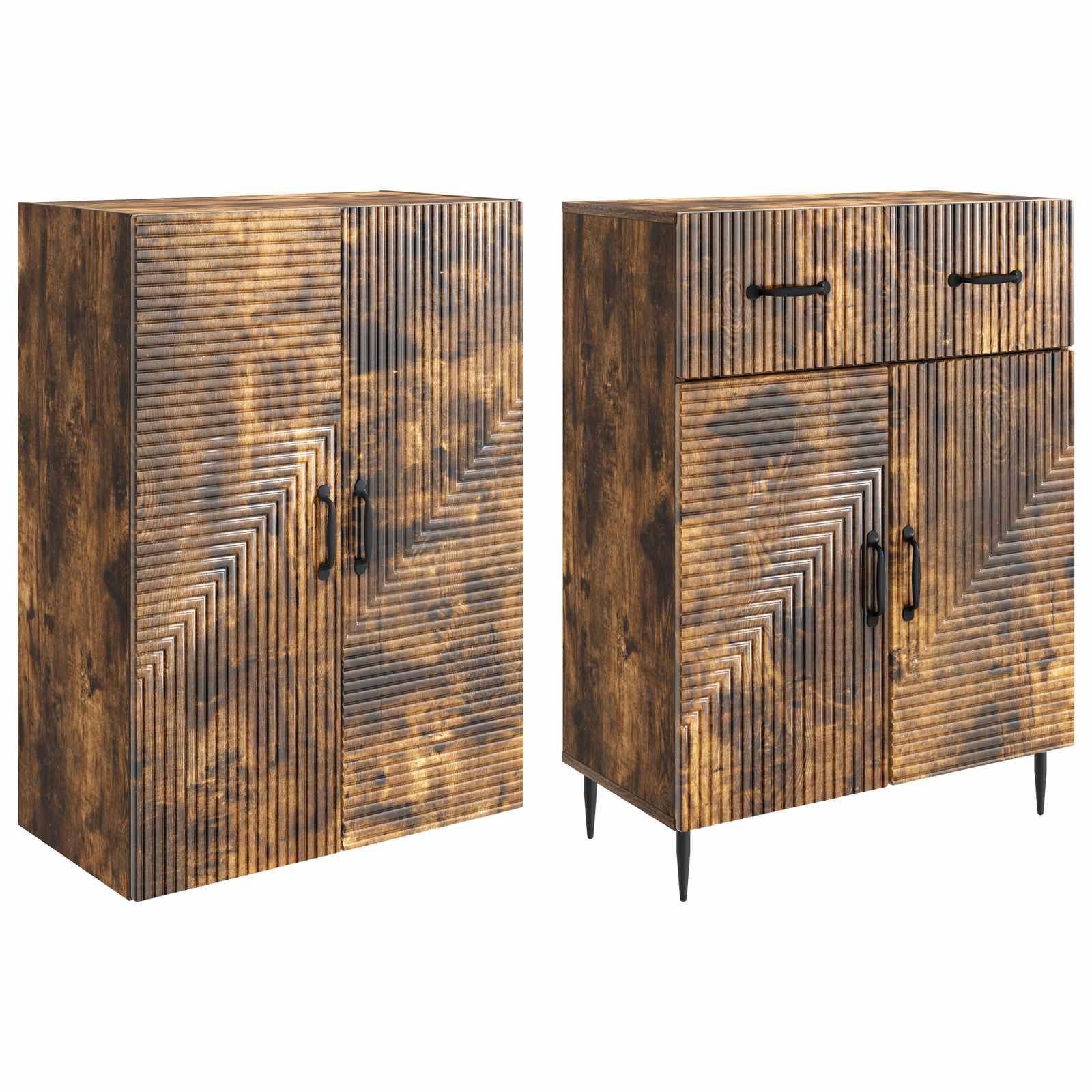 vidaXL Schrankset 2 pcs Geräucherte Eiche 66 x 34,5 x 89,5 cm