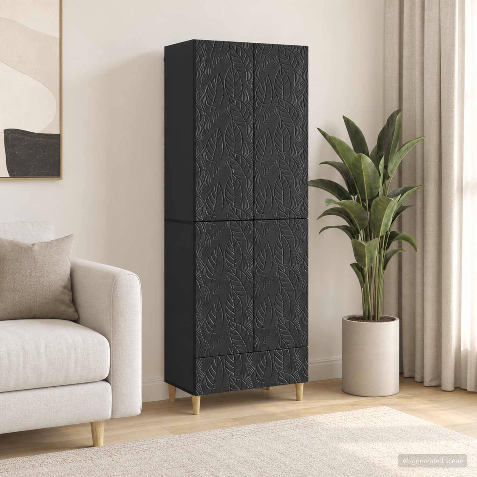 vidaXL Schrankset 2 pcs Schwarz Holzwerkstoff