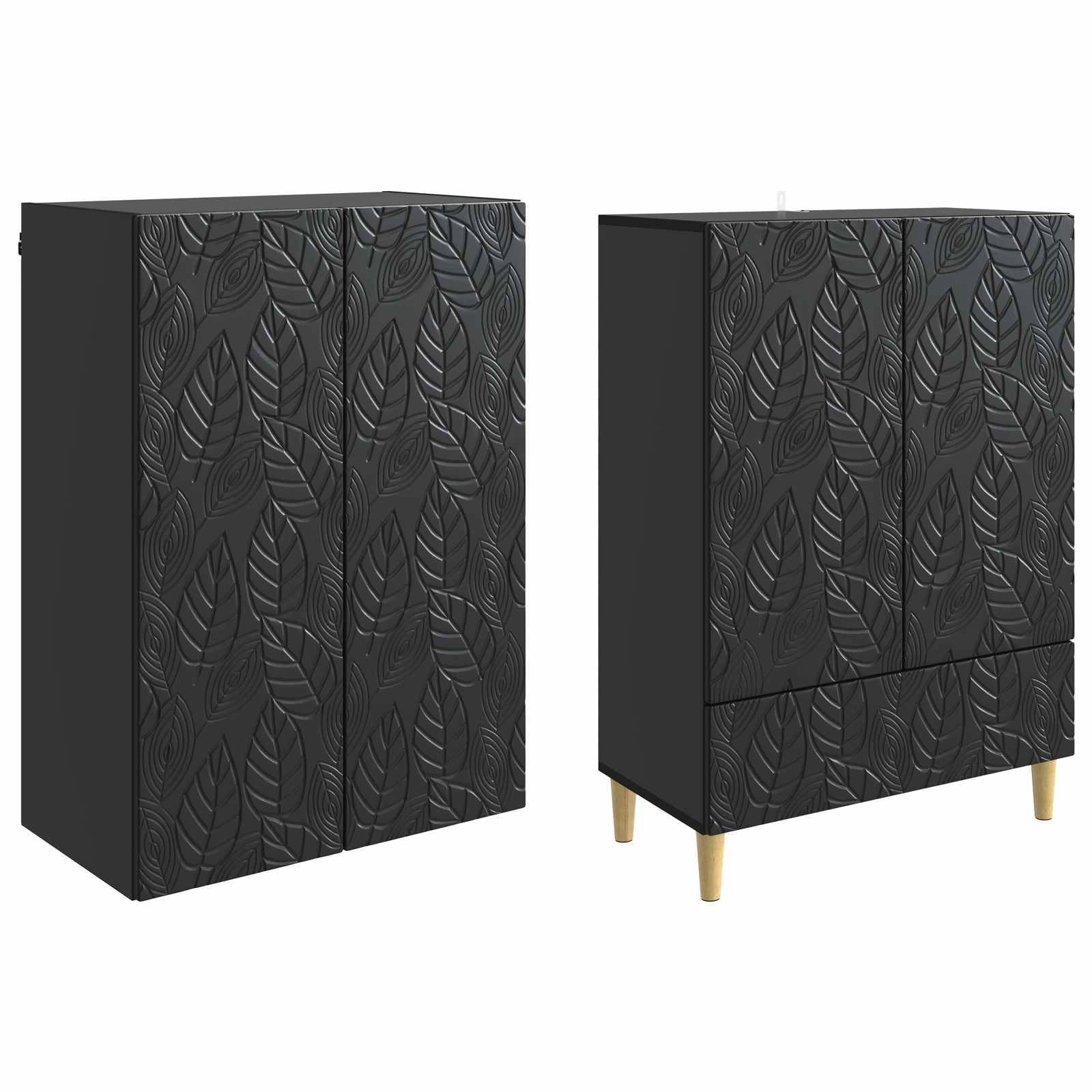 vidaXL Schrankset 2 pcs Schwarz Holzwerkstoff
