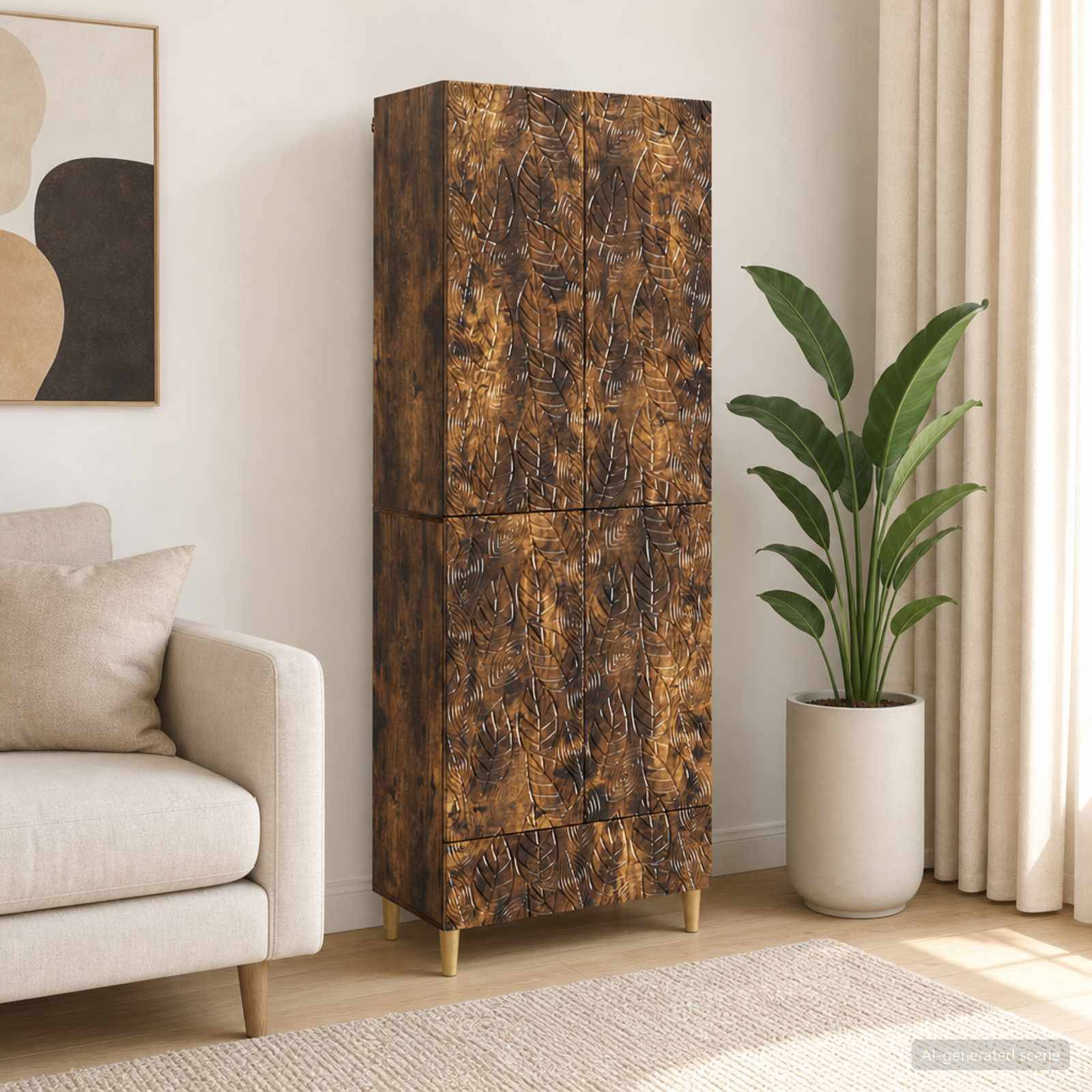 vidaXL Schrankset 2 pcs Geräucherte Eiche Holzwerkstoff
