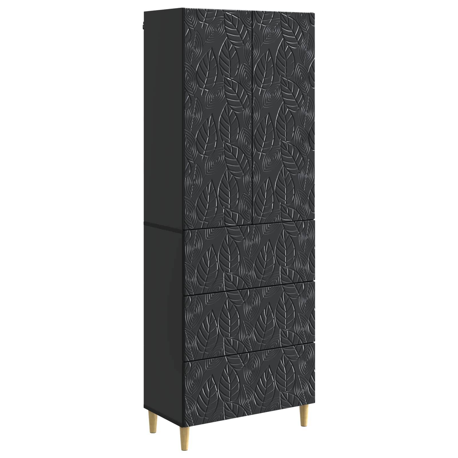 vidaXL Schrankset 2 pcs Schwarz 66 x 34,5 x 90 cm Holzwerkstoff
