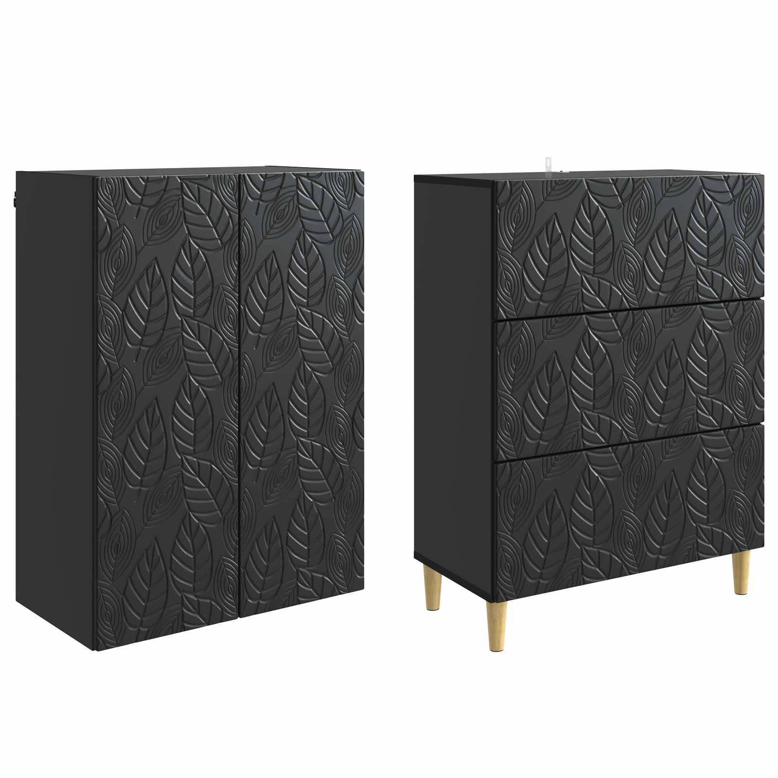 vidaXL Schrankset 2 pcs Schwarz 66 x 34,5 x 90 cm Holzwerkstoff
