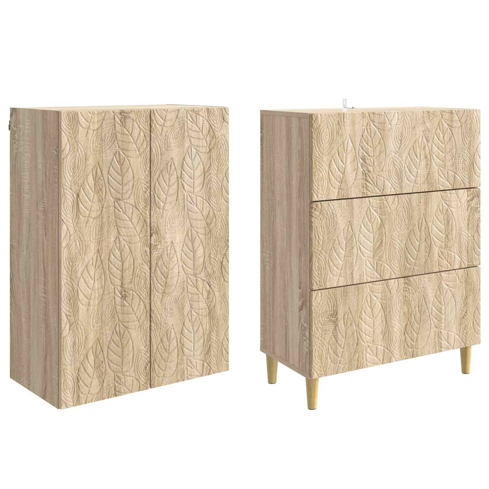 vidaXL Schrankset 2 pcs Sonoma-Eiche 66 x 34,5 x 90 cm Holzwerkstoff