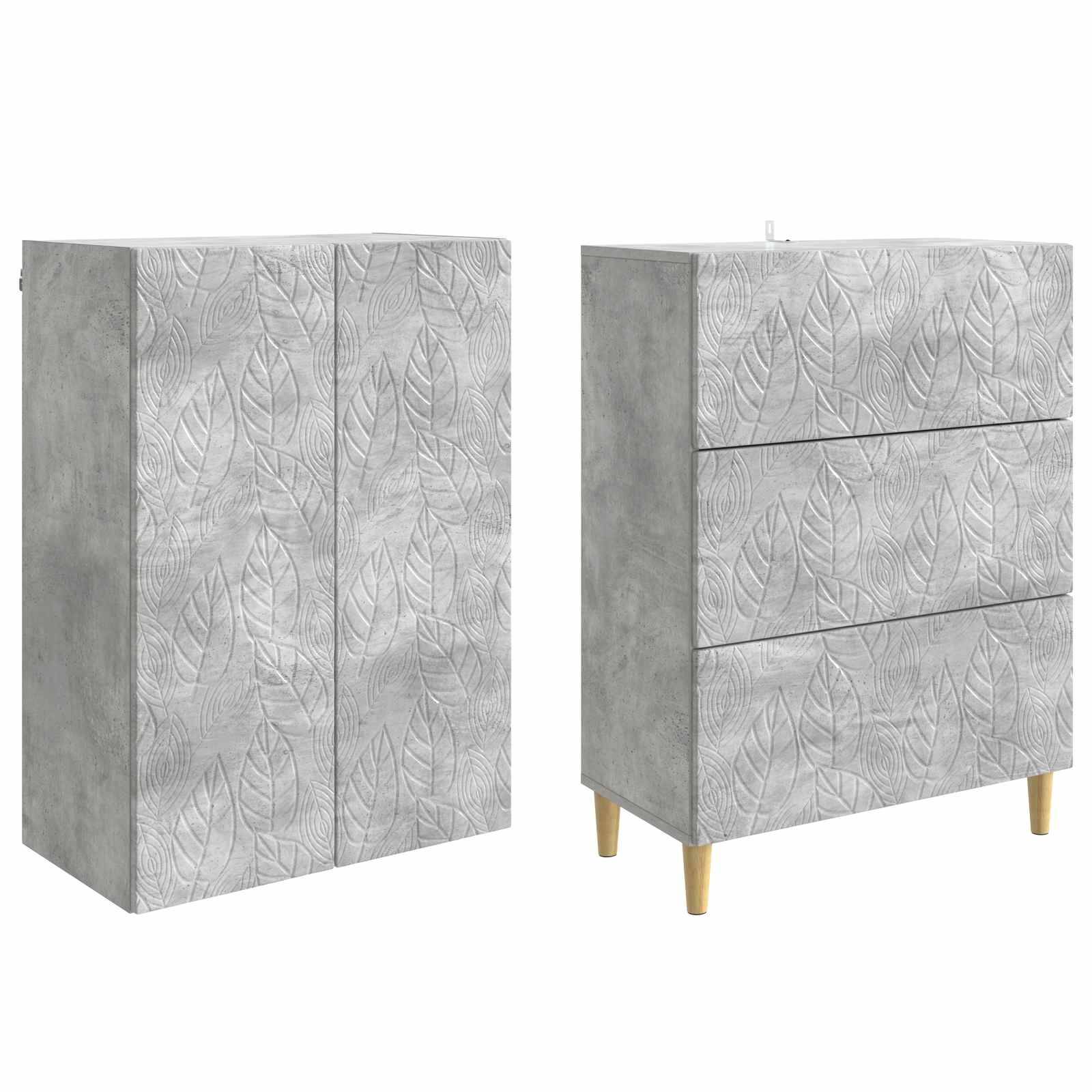 vidaXL Schrankset 2 pcs Betongrau 66 x 34,5 x 90 cm Holzwerkstoff