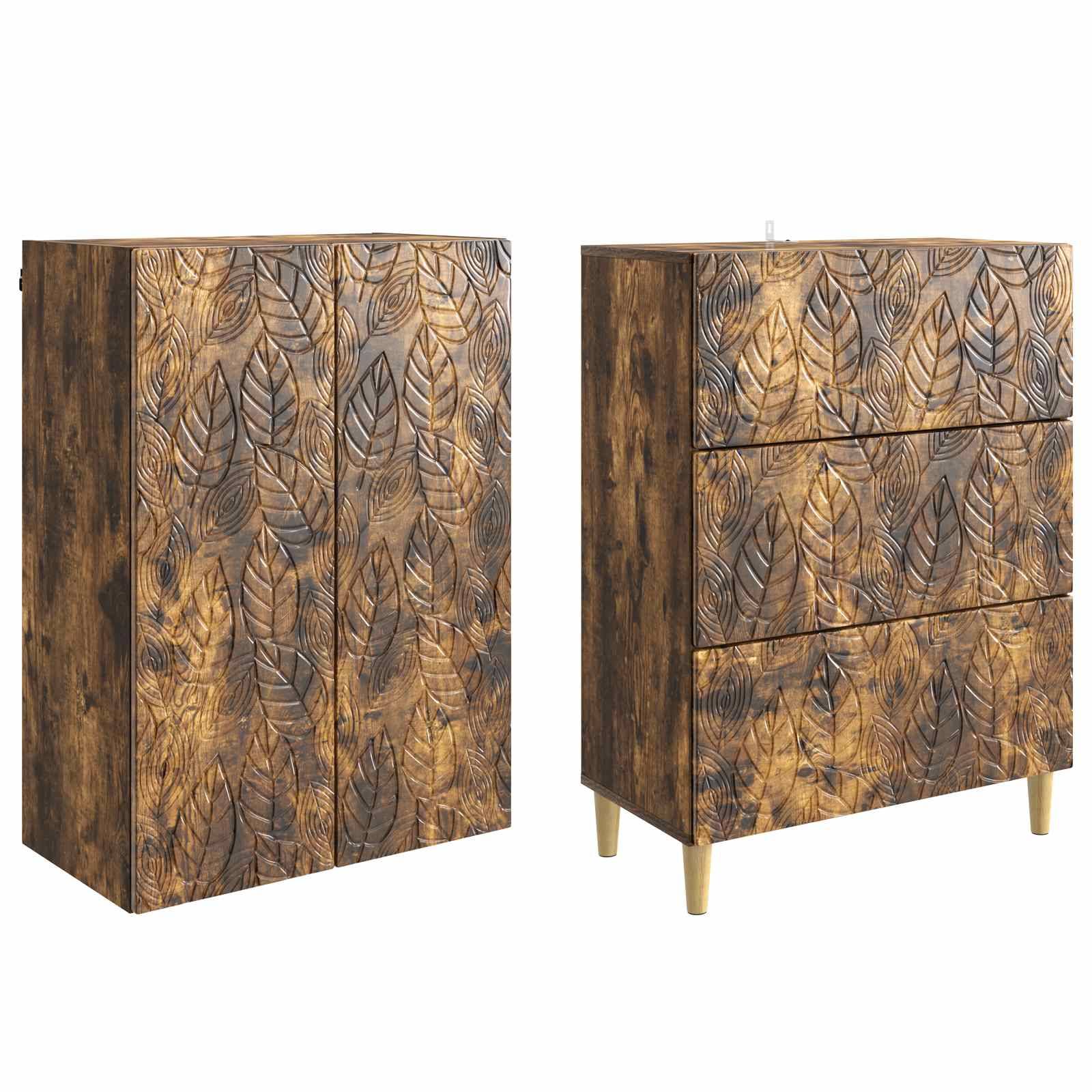 vidaXL Schrankset 2 pcs Geräucherte Eiche 66 x 34,5 x 90 cm