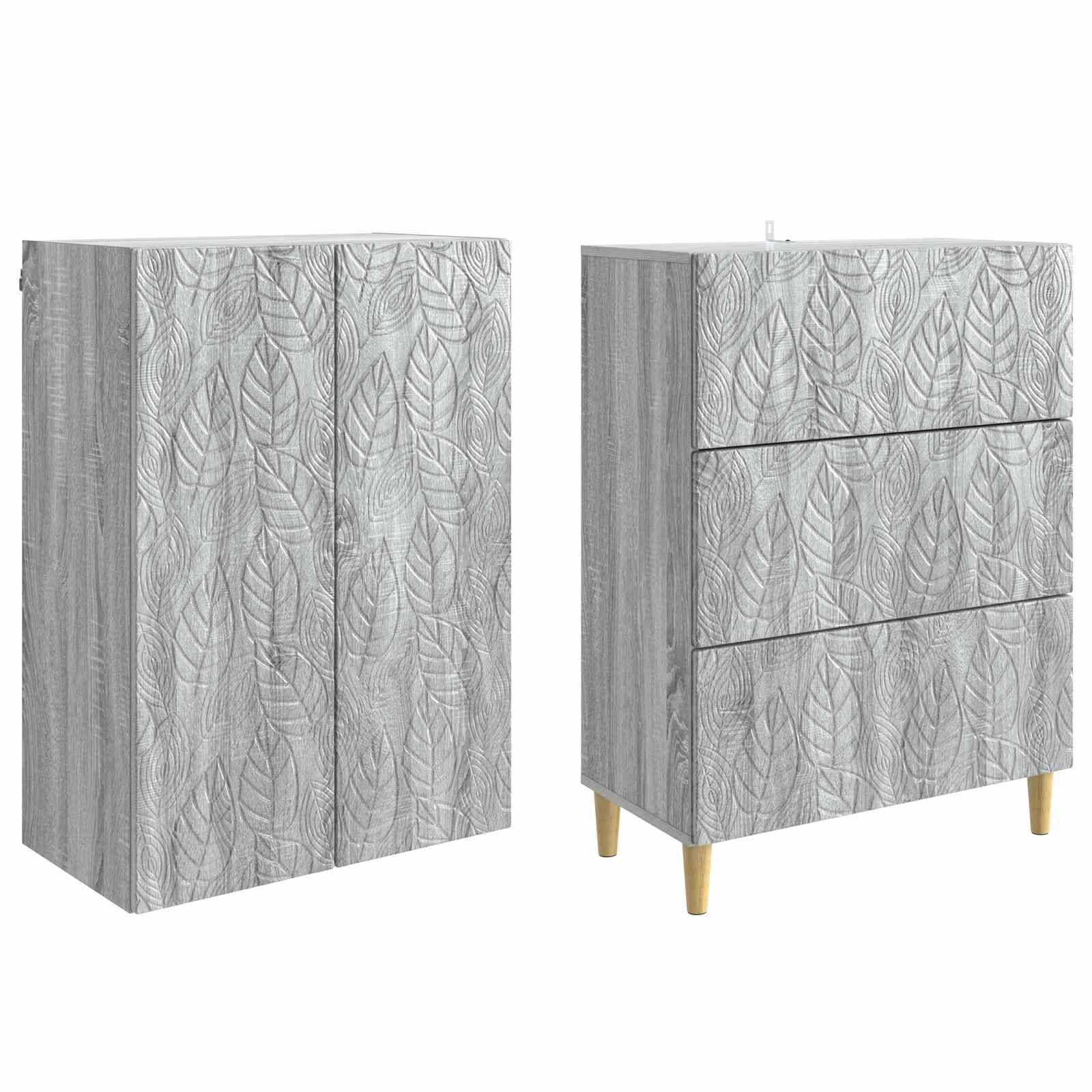 vidaXL Schrankset 2 pcs Grau Sonoma 66 x 34,5 x 90 cm Holzwerkstoff