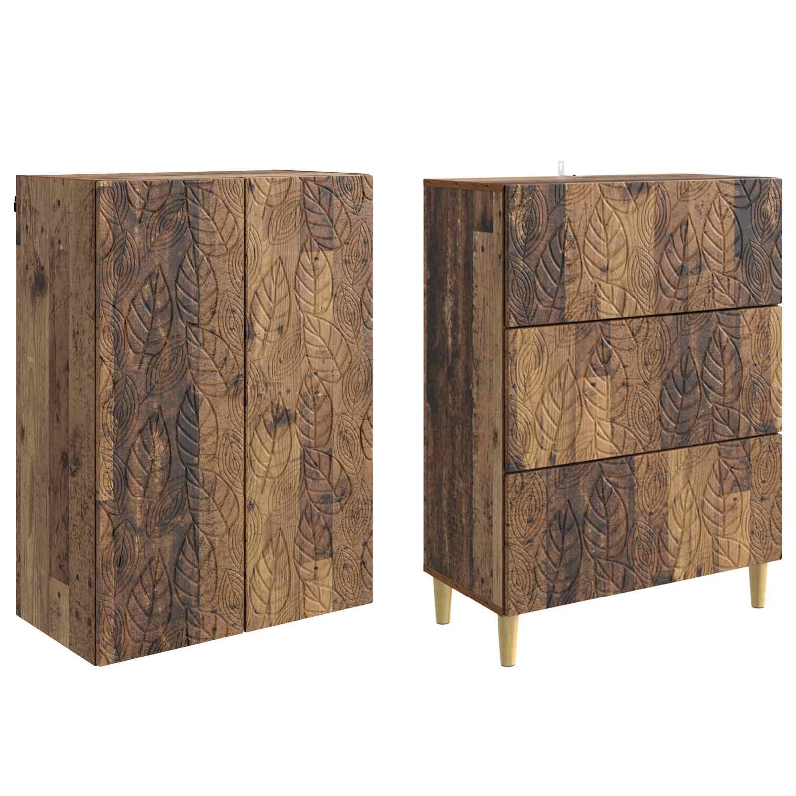 vidaXL Schrankset 2 pcs Altholz 66 x 34,5 x 90 cm Holzwerkstoff