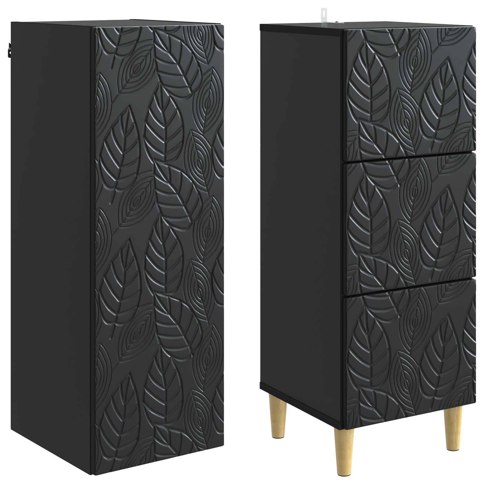 vidaXL Schrankset 2 pcs Schwarz 33 x 34,5 x 90 cm Holzwerkstoff