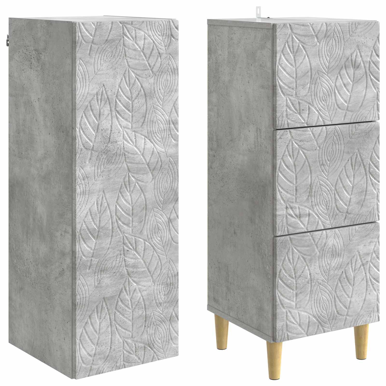 vidaXL Schrankset 2 pcs Betongrau 33 x 34,5 x 90 cm Holzwerkstoff
