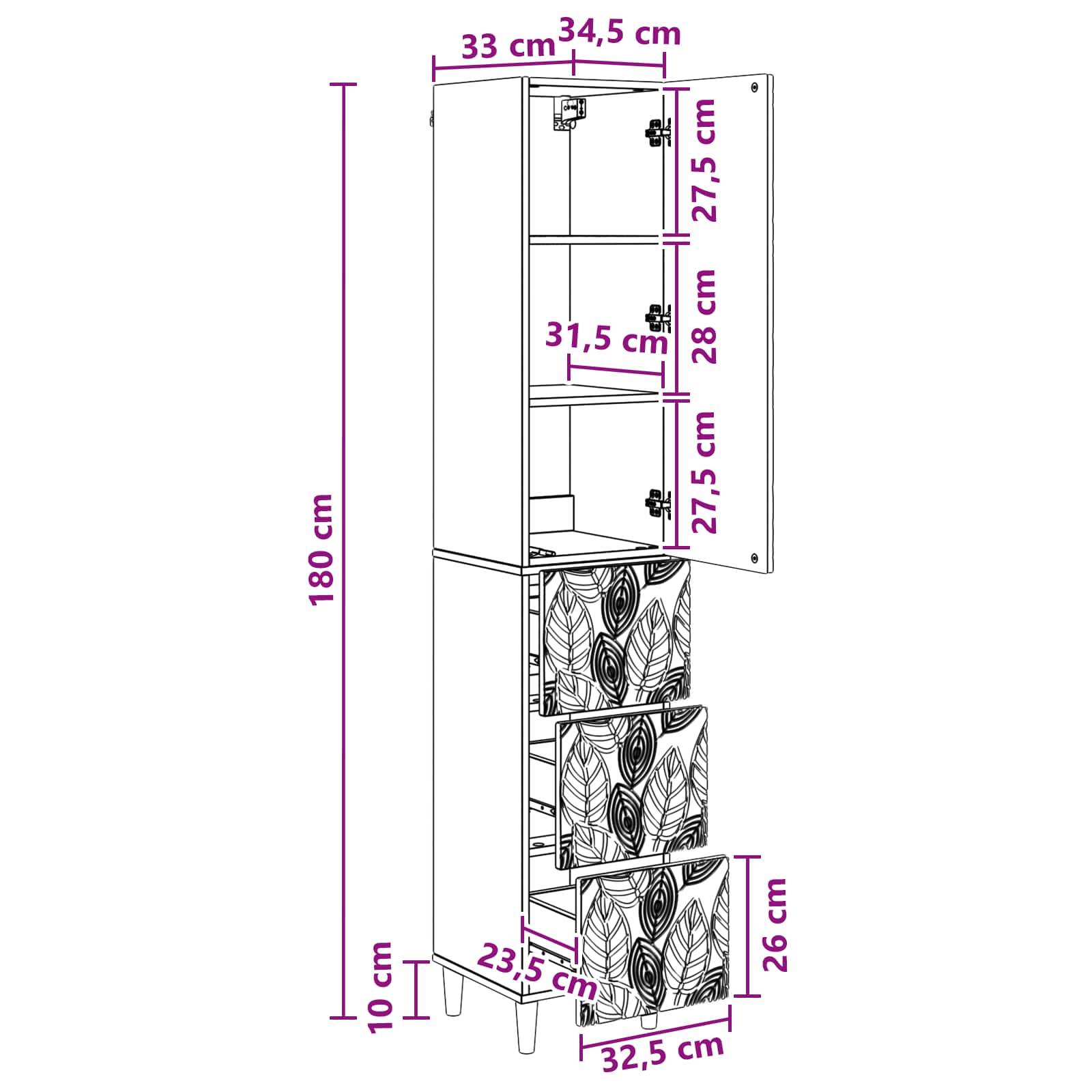 vidaXL Schrankset 2 pcs Betongrau 33 x 34,5 x 90 cm Holzwerkstoff