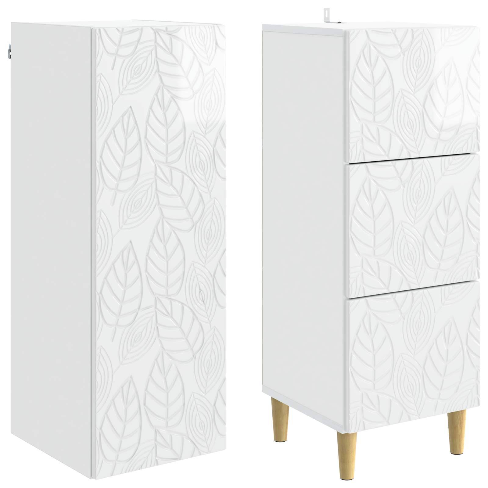 vidaXL Schrankset 2 pcs Hochglanz Weiß 33 x 34,5 x 90 cm Holzwerkstoff