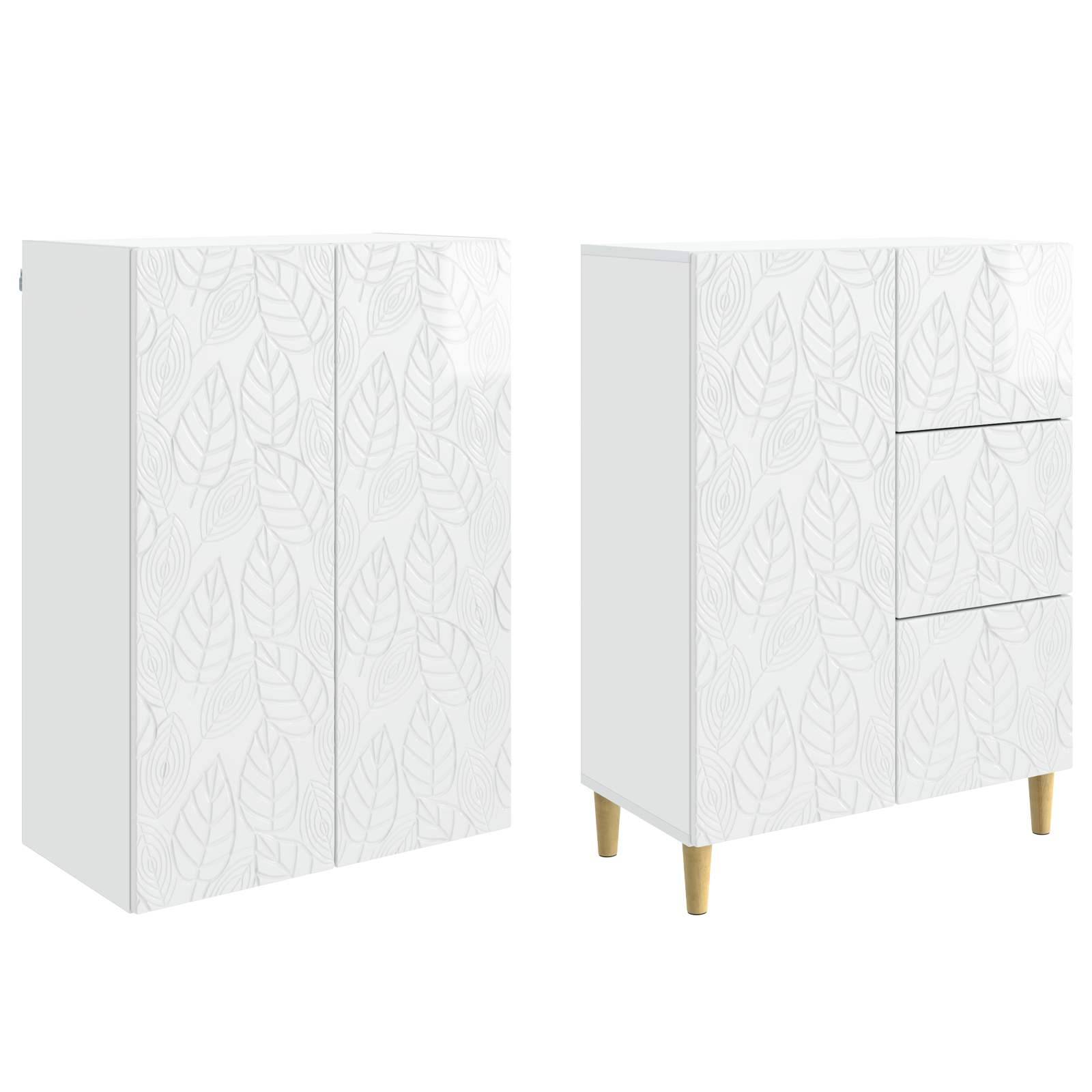 vidaXL 2 pcs Hochglanz Weiß