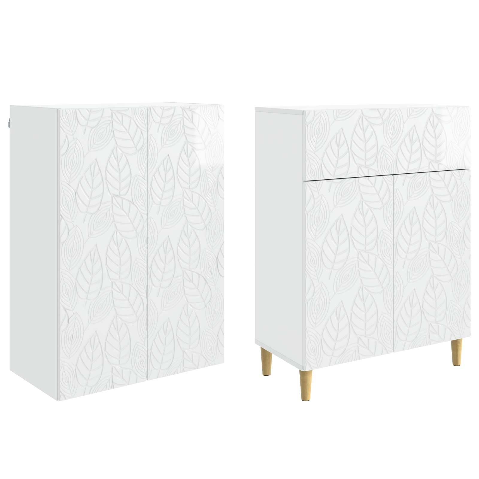 vidaXL Schrankset 2 pcs Hochglanz Weiß Holzwerkstoff