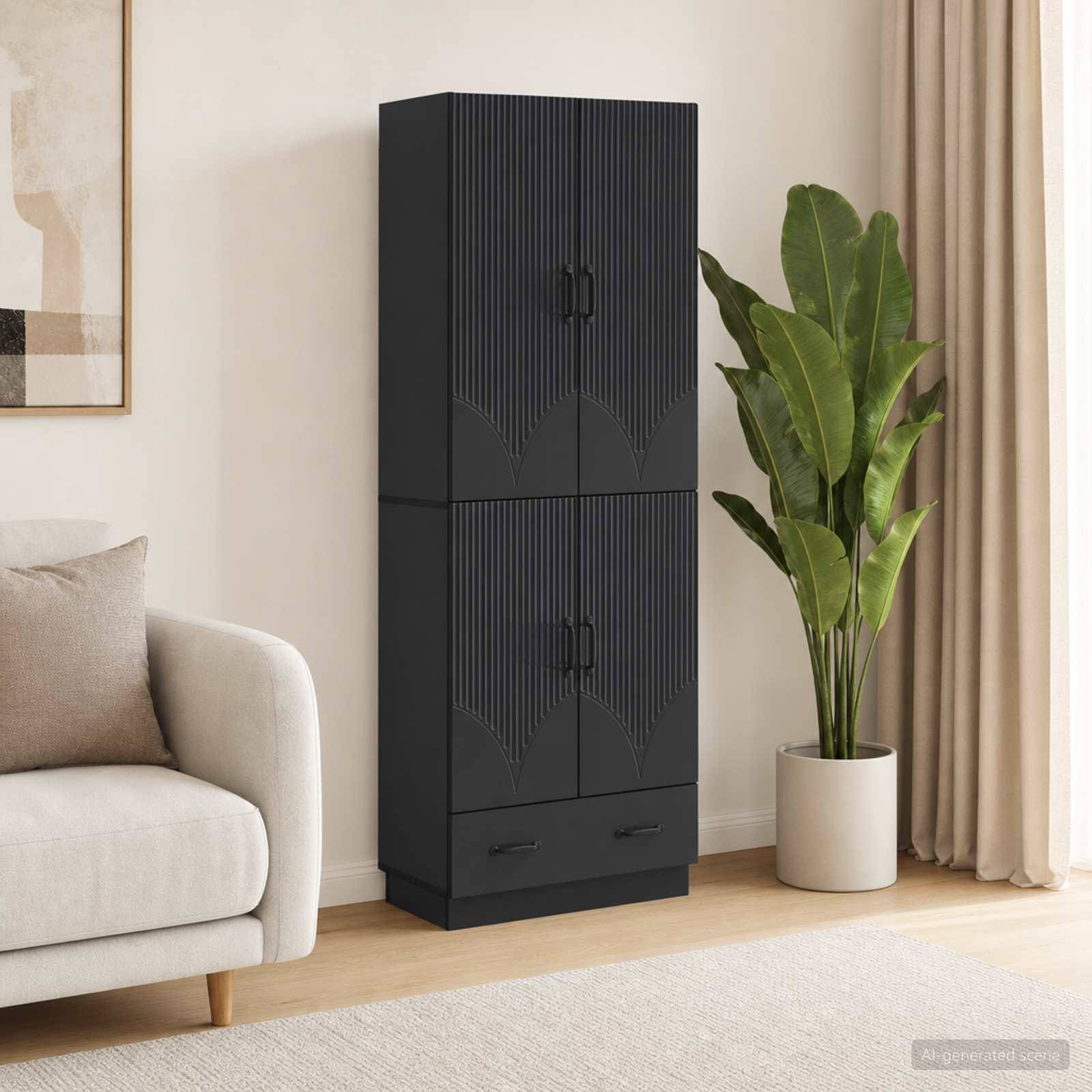 vidaXL Schrankset 2 pcs Schwarz Holzwerkstoff