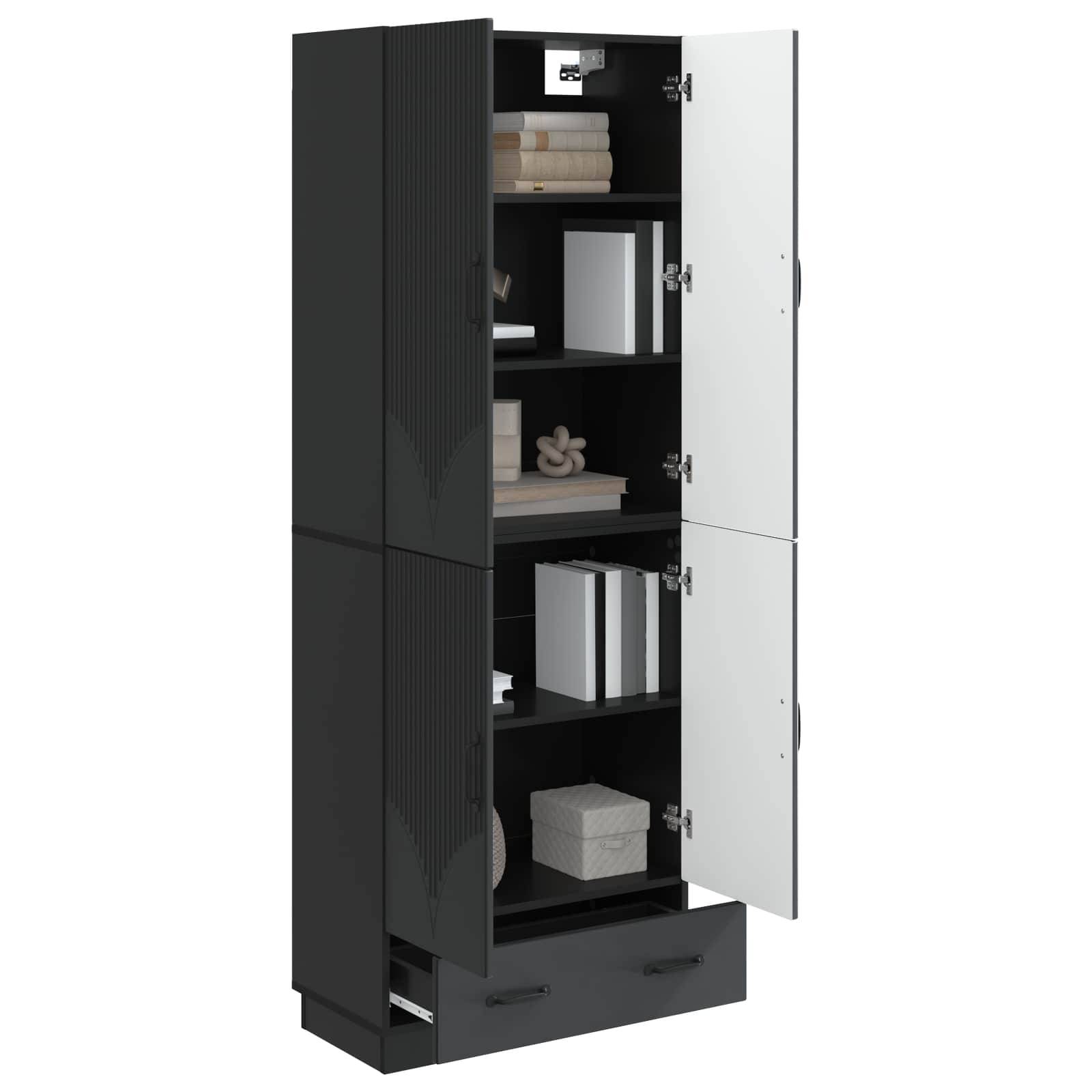 vidaXL Schrankset 2 pcs Schwarz Holzwerkstoff