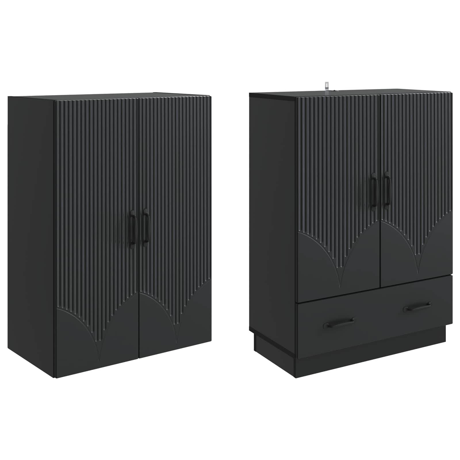 vidaXL Schrankset 2 pcs Schwarz Holzwerkstoff