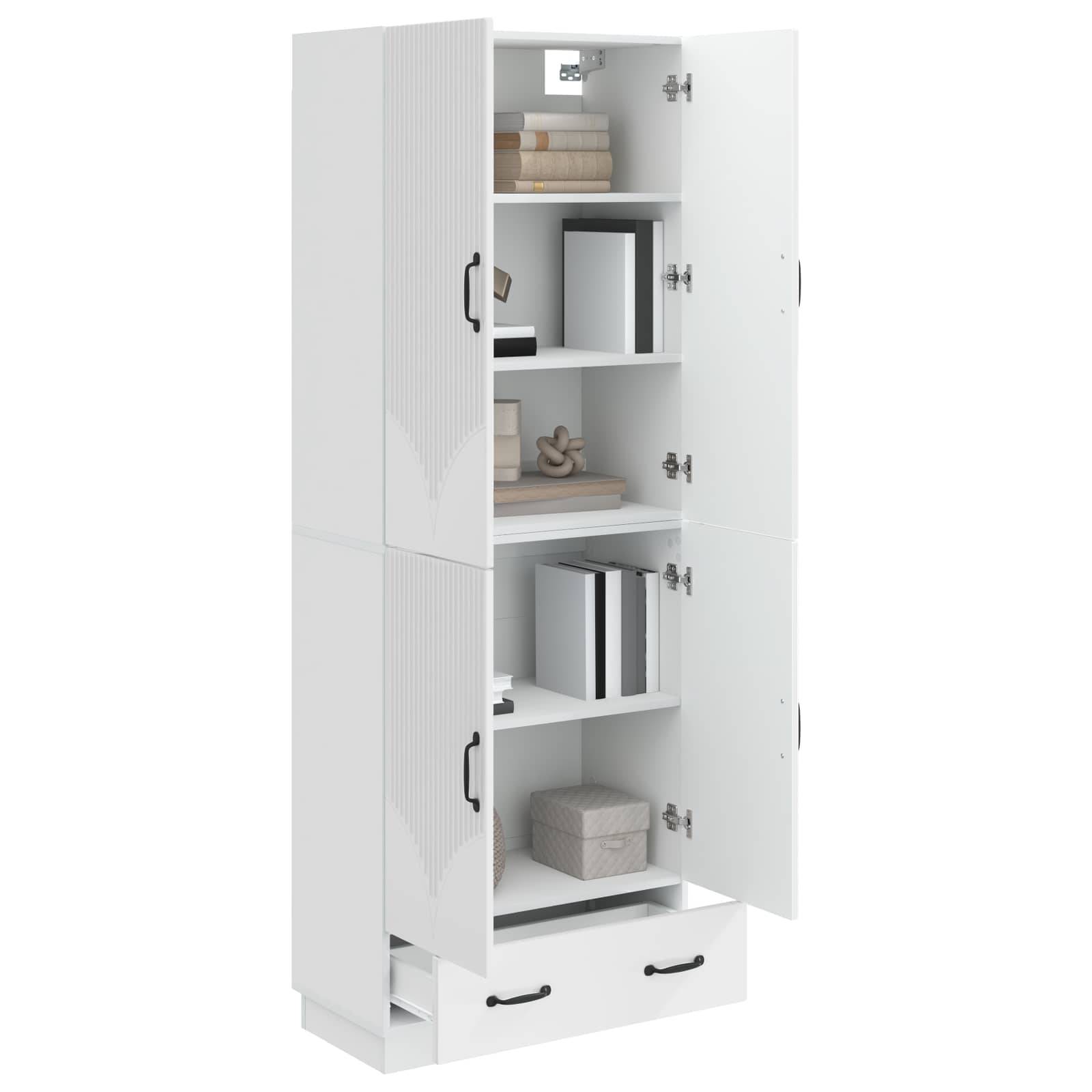 vidaXL Schrankset 2 pcs Hochglanz Weiß Holzwerkstoff