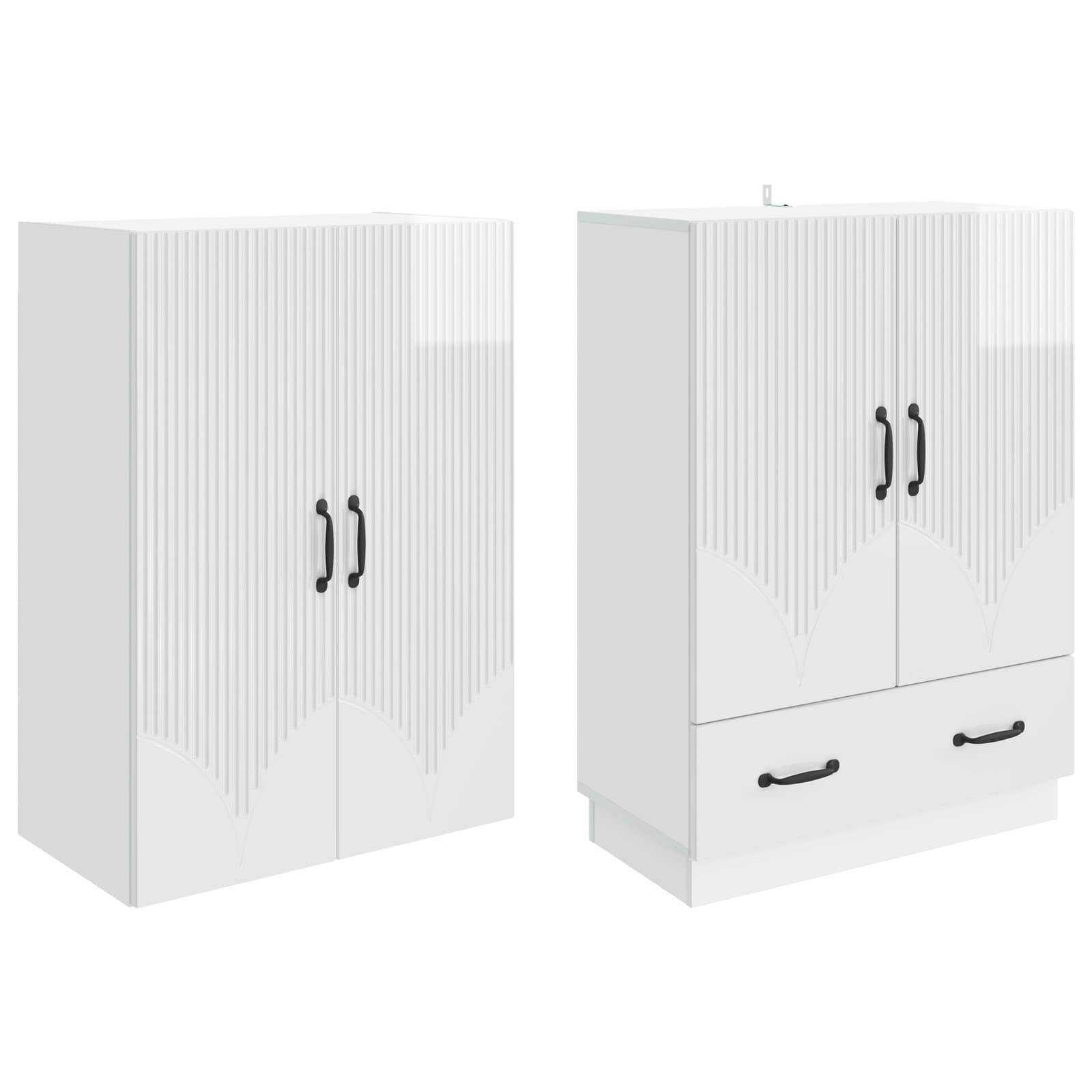vidaXL Schrankset 2 pcs Hochglanz Weiß Holzwerkstoff