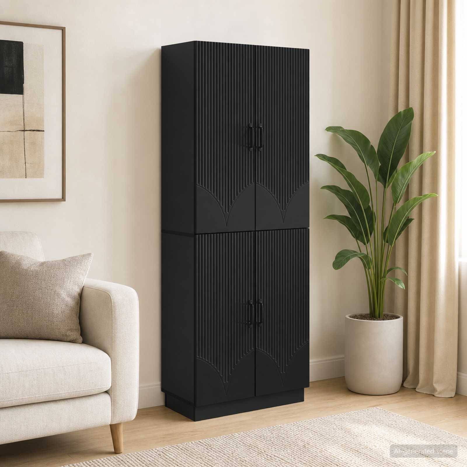 vidaXL Schrankset 2 pcs Schwarz Holzwerkstoff