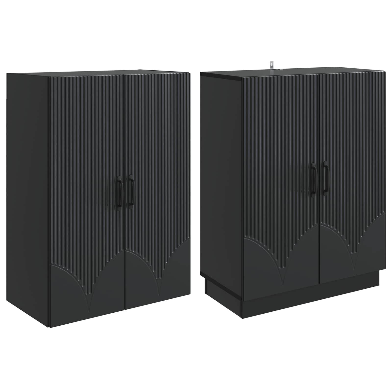 vidaXL Schrankset 2 pcs Schwarz Holzwerkstoff
