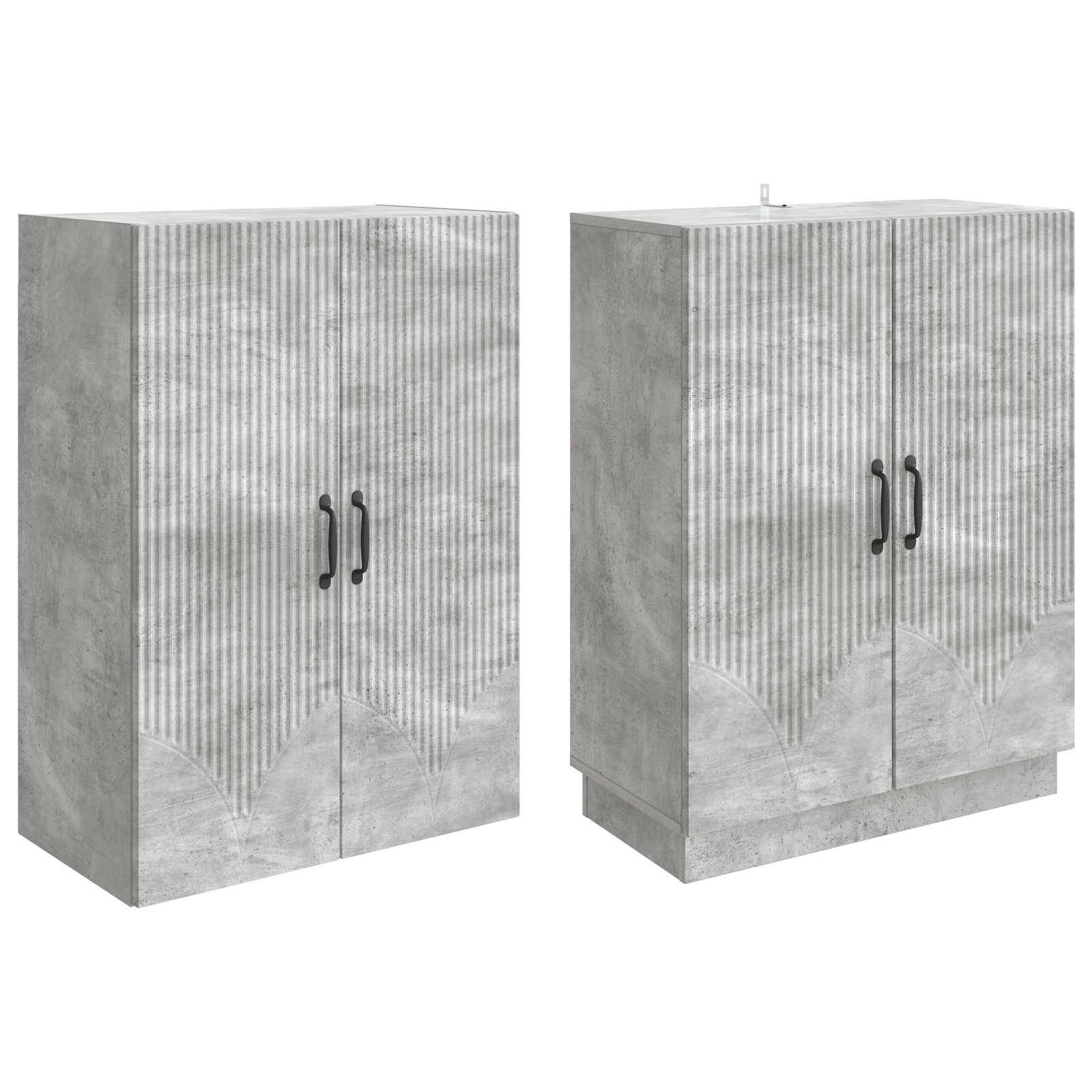 vidaXL Schrankset 2 pcs Betongrau Holzwerkstoff
