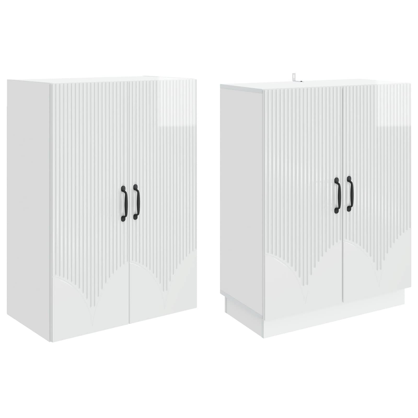 vidaXL Schrankset 2 pcs Hochglanz Weiß Holzwerkstoff