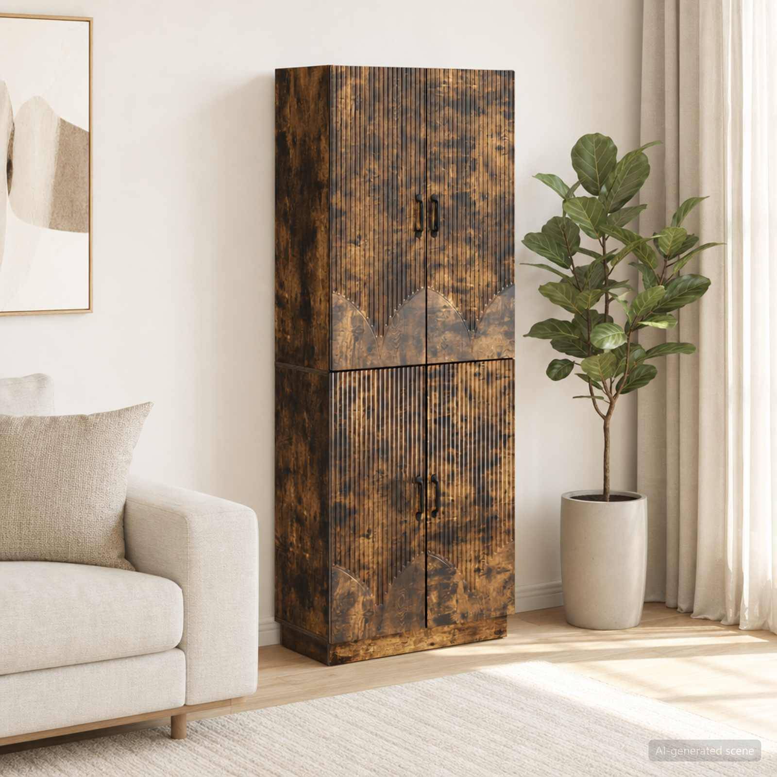 vidaXL Schrankset 2 pcs Geräucherte Eiche Holzwerkstoff