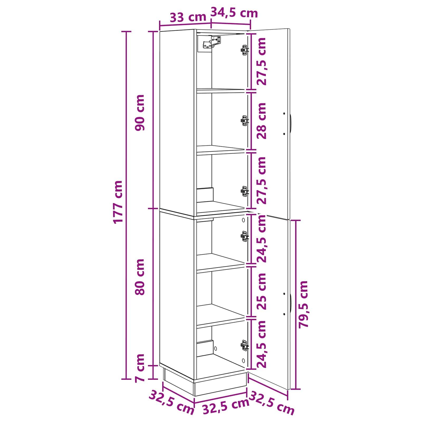 vidaXL Schrankset 2 pcs Schwarz Holzwerkstoff
