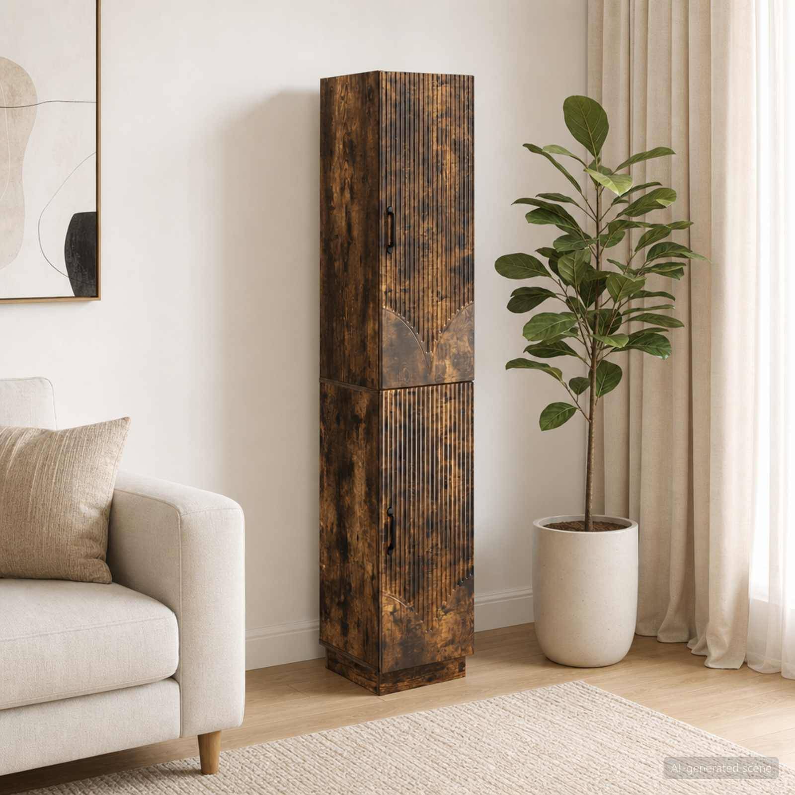 vidaXL Schrankset 2 pcs Geräucherte Eiche Holzwerkstoff