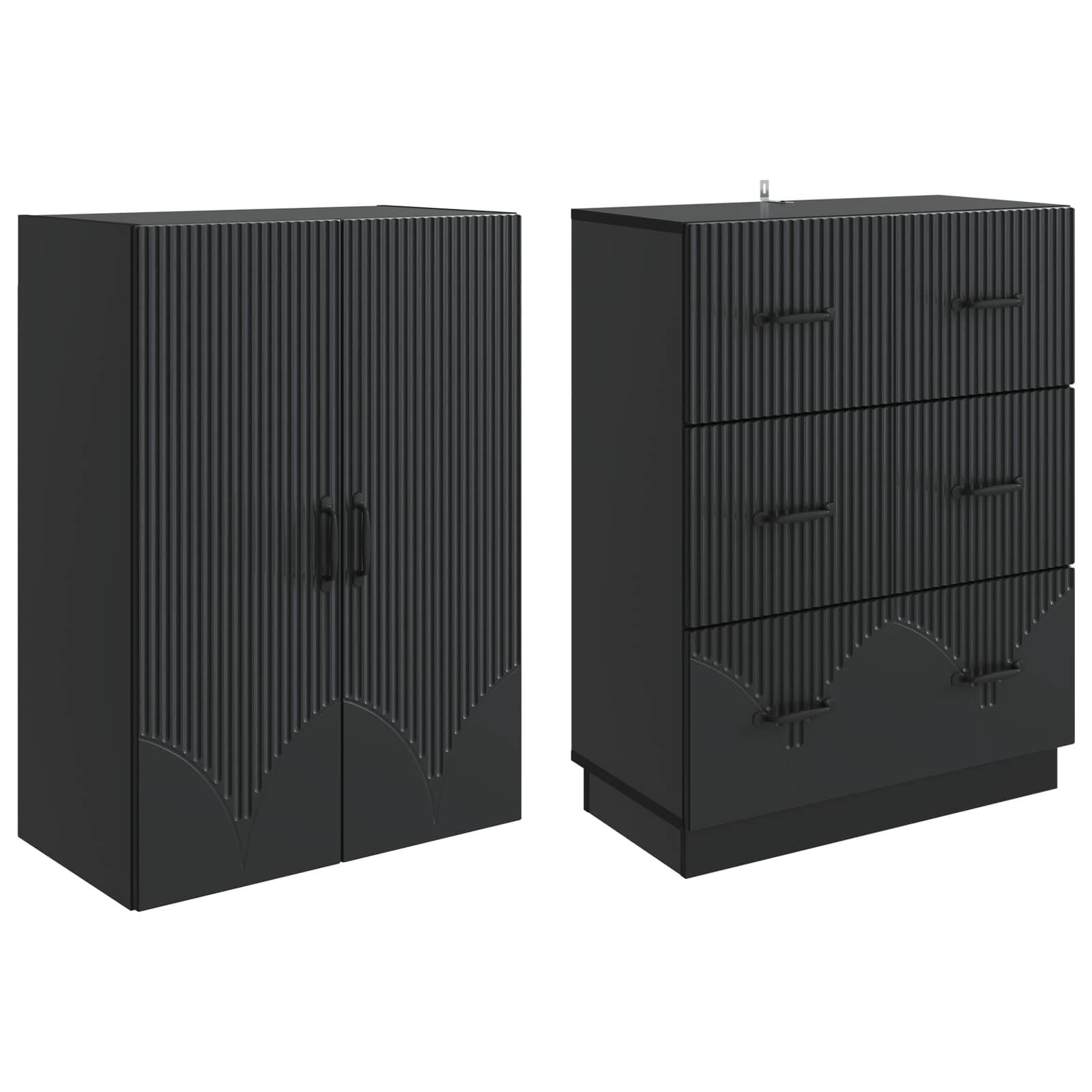vidaXL Schrankset 2 pcs Schwarz 66 x 34,5 x 87 cm Holzwerkstoff
