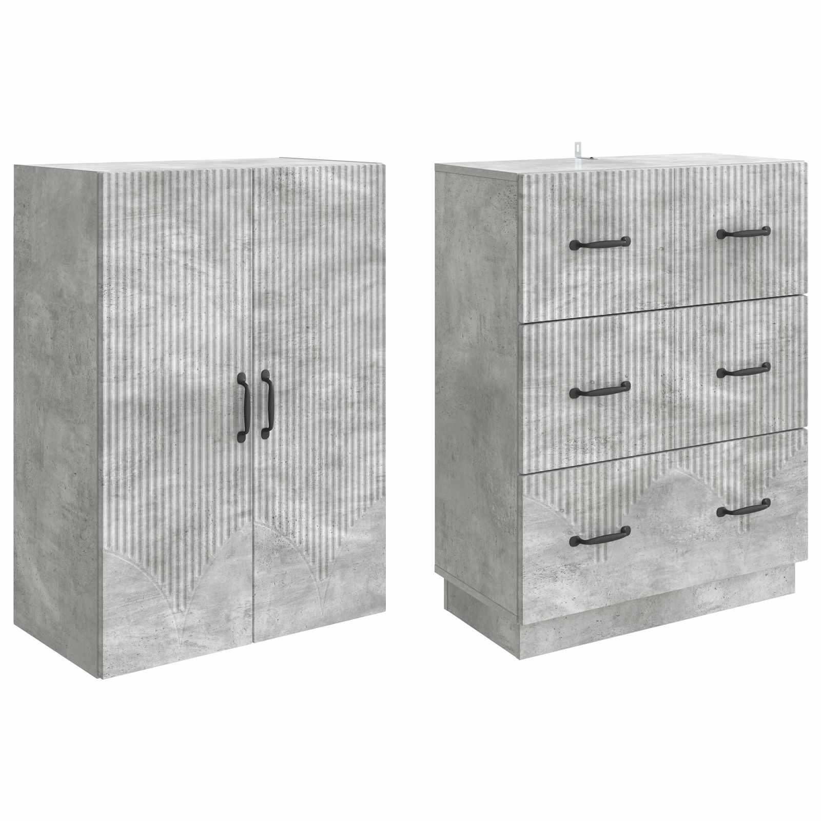 vidaXL Schrankset 2 pcs Betongrau 66 x 34,5 x 87 cm Holzwerkstoff