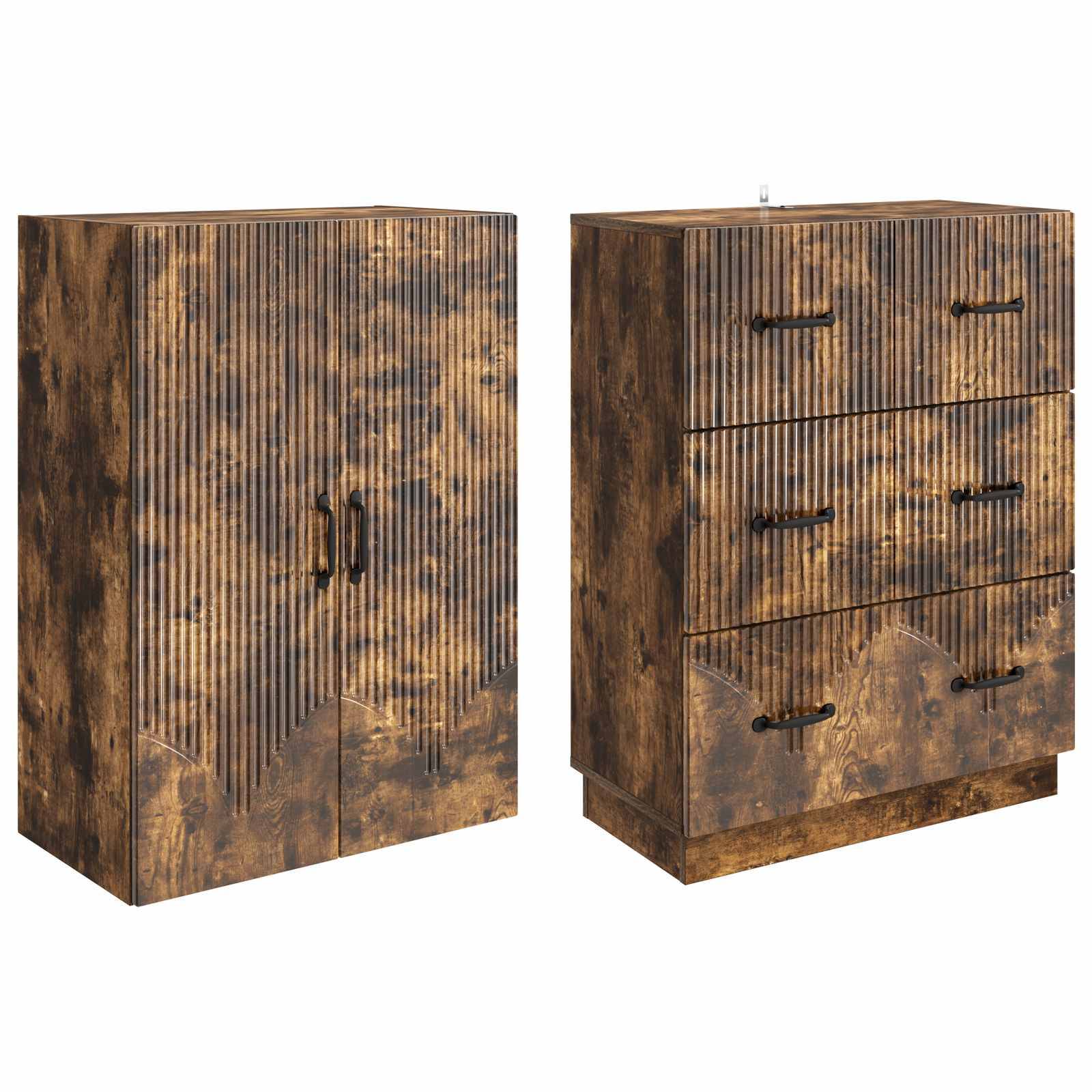 vidaXL Schrankset 2 pcs Geräucherte Eiche 66 x 34,5 x 87 cm